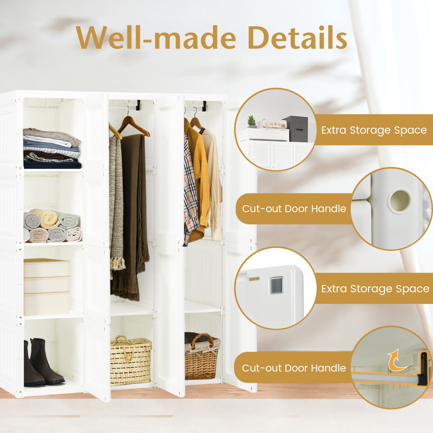 Space-Saving Fold able Wardrobe Organizer with 8 Cubby Compartments