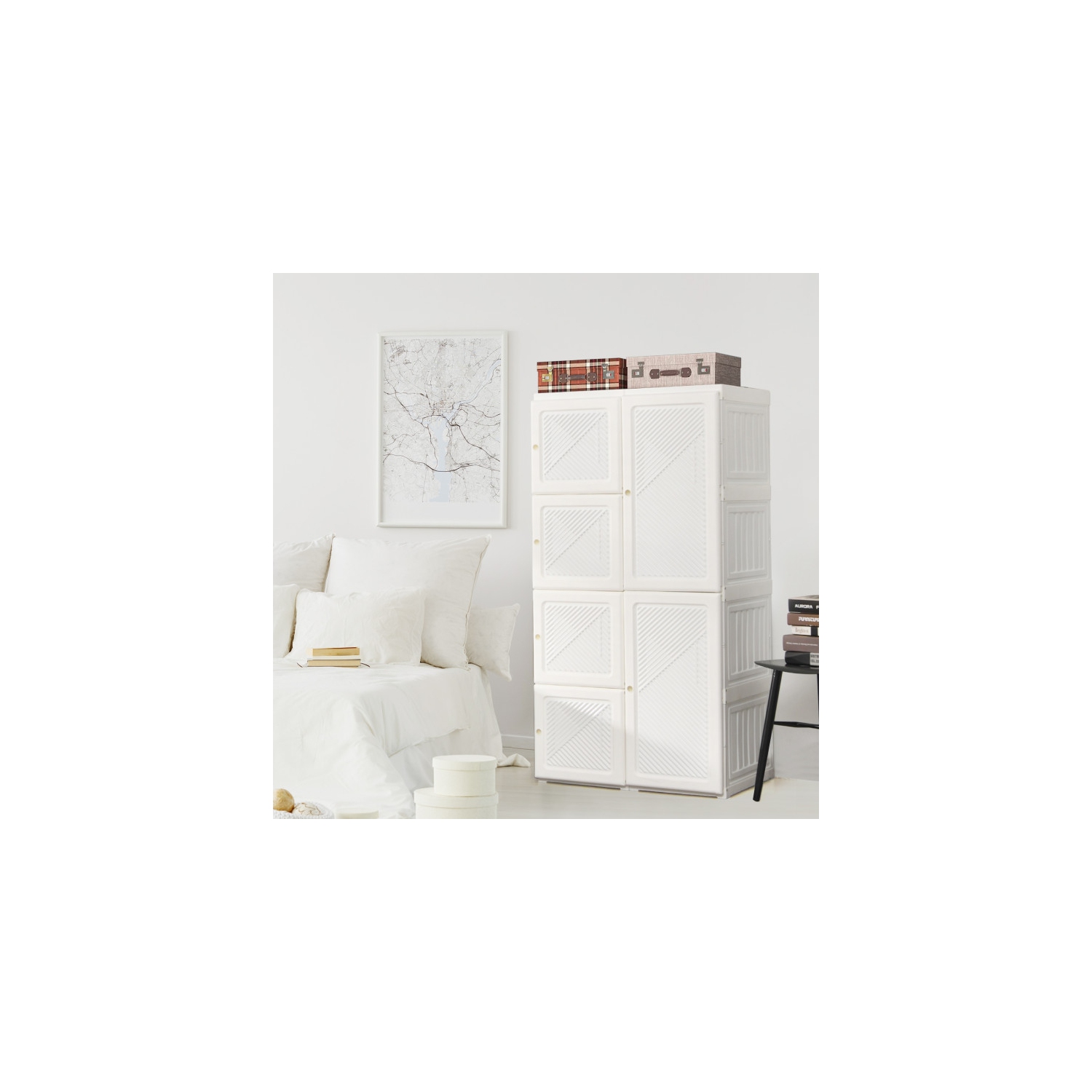 Armoire pliante Garde-robe avec 8 compartiments de rangement pour vêtements et accessoires