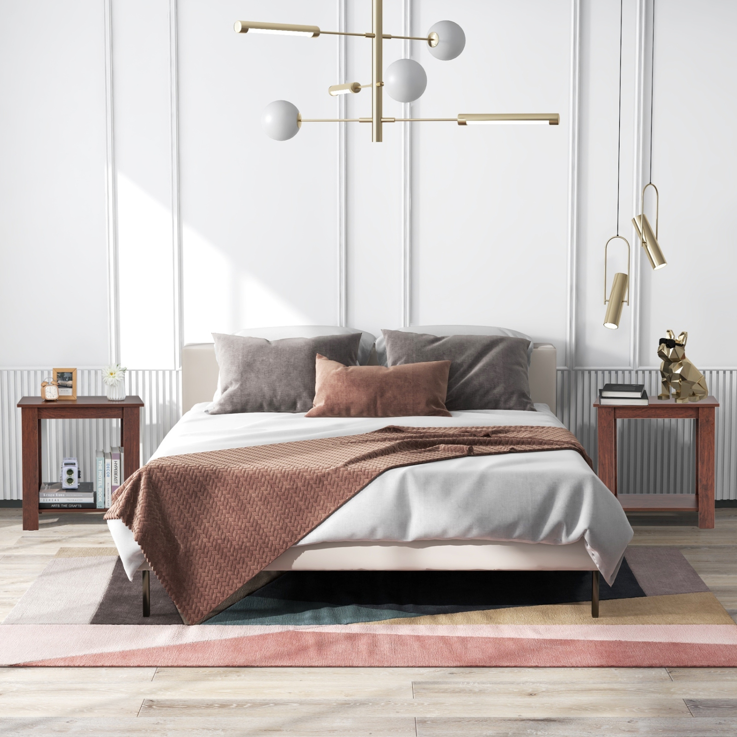 Table d'appoint à 2 niveaux peu encombrante avec tablette de rangement pour chambre à coucher ou canapé