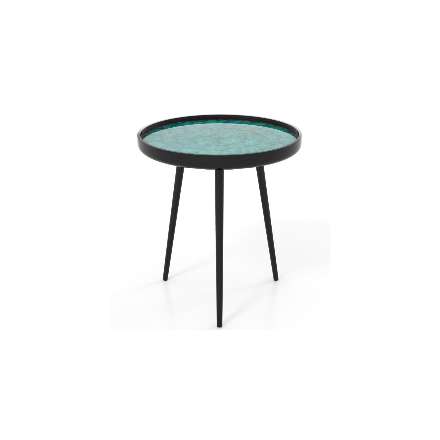 Modern Coffee End Table with Sea Shell Accent and Mid-Century Design