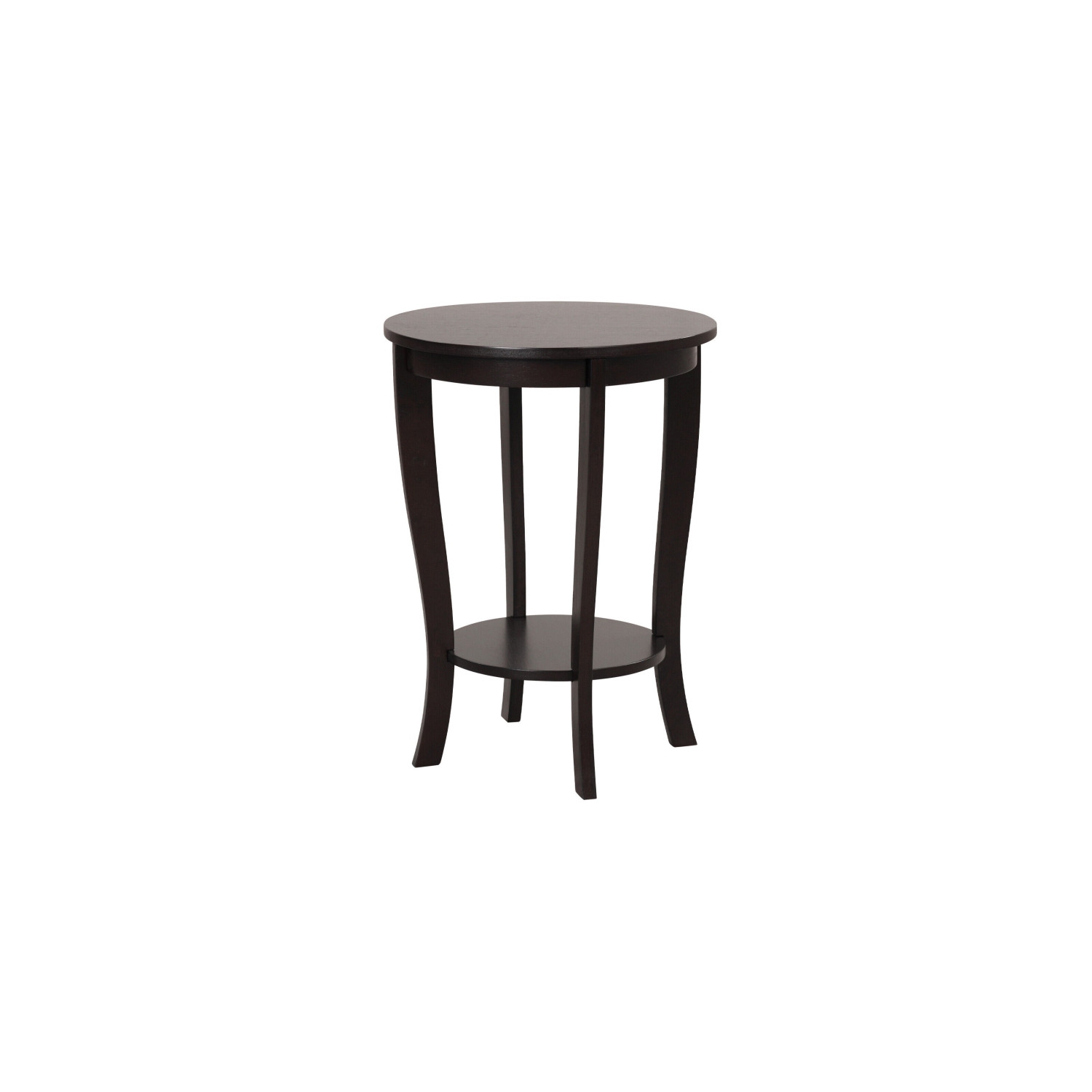 Table de bout ronde à 2 niveaux avec pattes en bois massif pour le salon ou la chambre à coucher