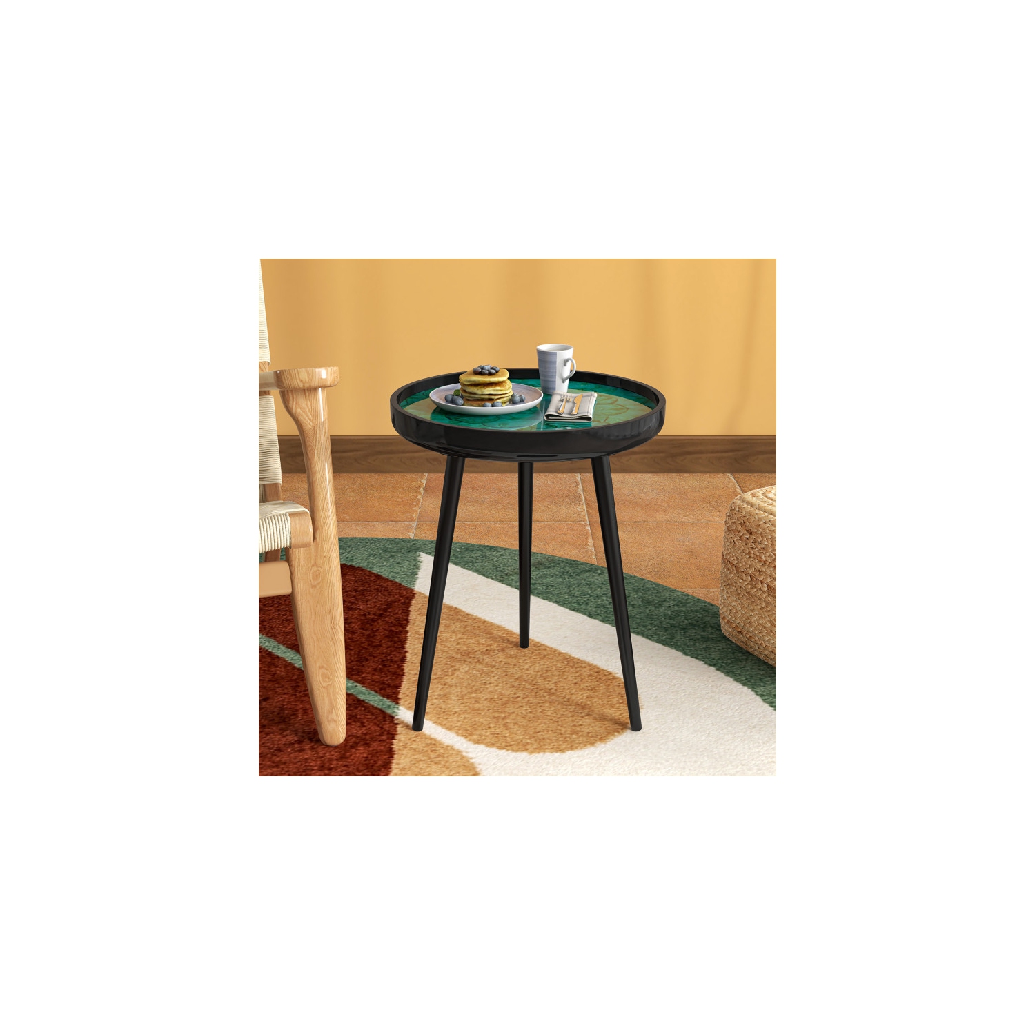 Mid-Century Modern Coffee Table with Sea Shell Decor for Living Room