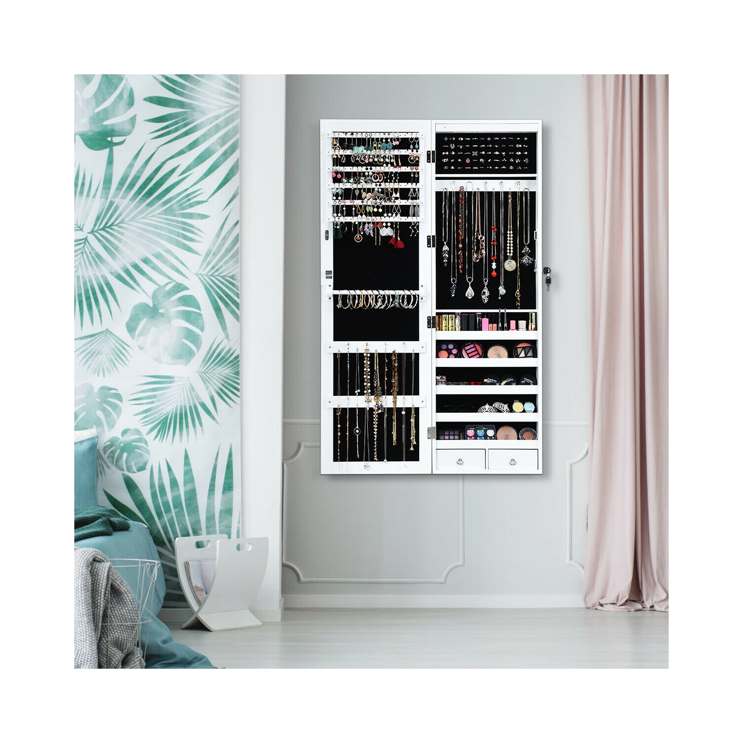 Armoire à bijoux verrouillable sécurisée avec éclairage LED