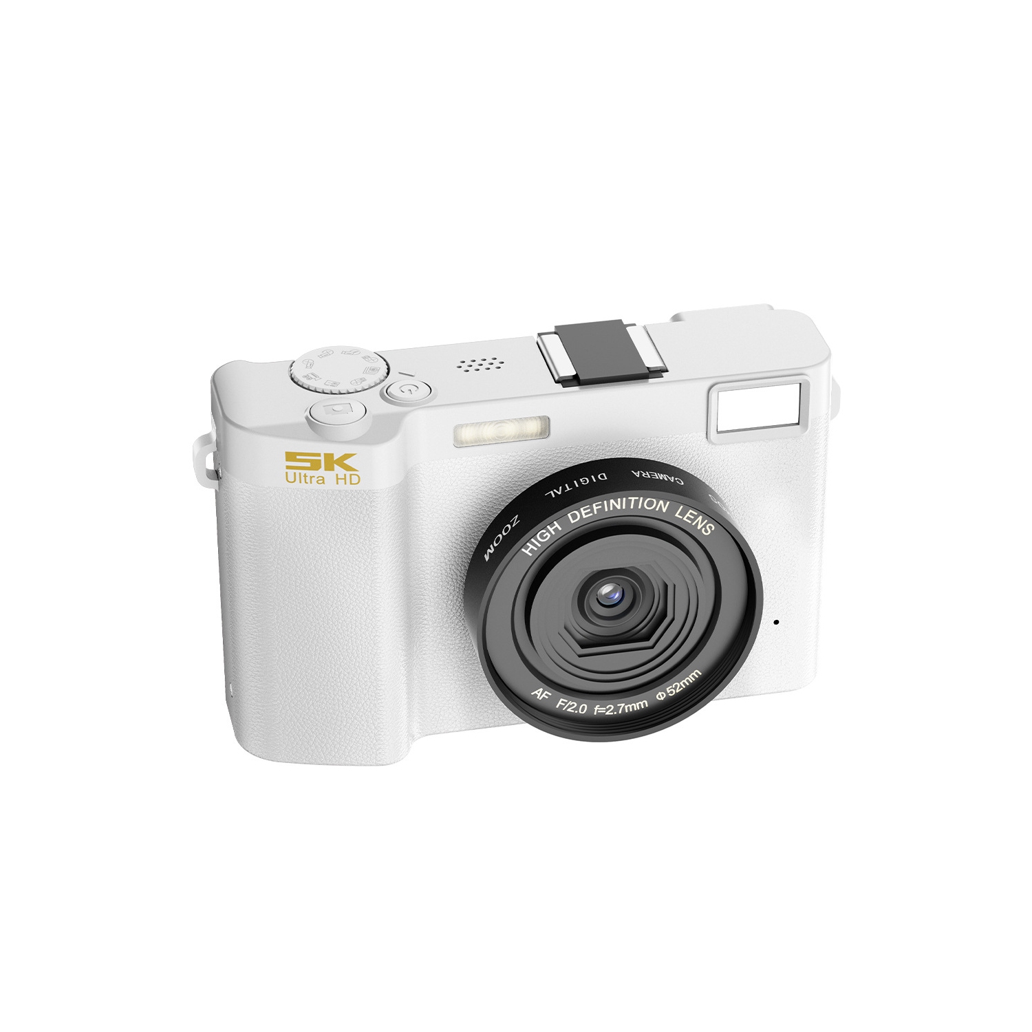 64MP HD Digital Camera for Students with Selfie Camera, Retro Filter, Textured CCD Display - white, No Memory Card(front and rear dual cameras)