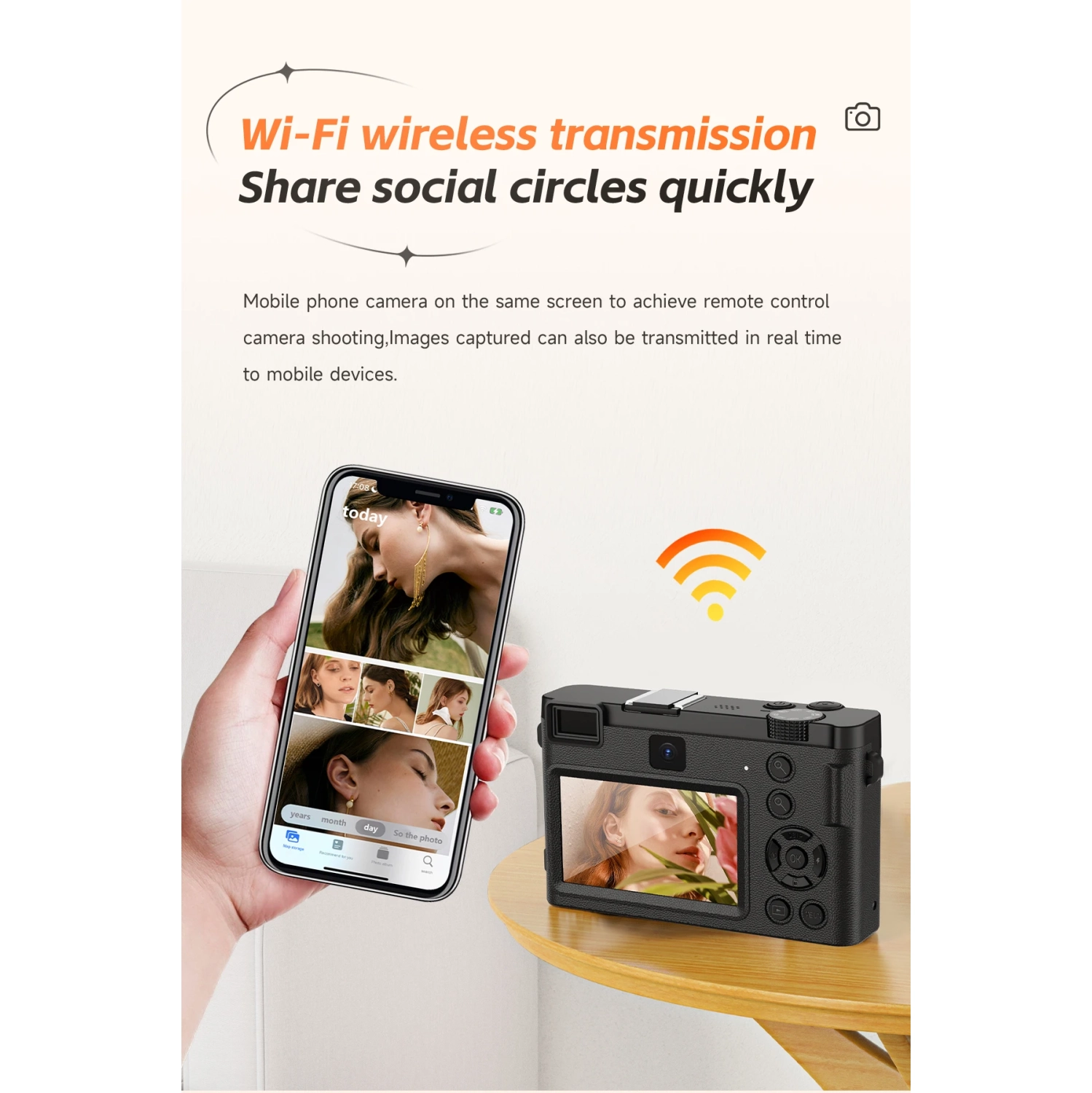 64MP HD Digital Camera for Students with Selfie Camera, Retro Filter, Textured CCD Display - white, No Memory Card(front and rear dual cameras)