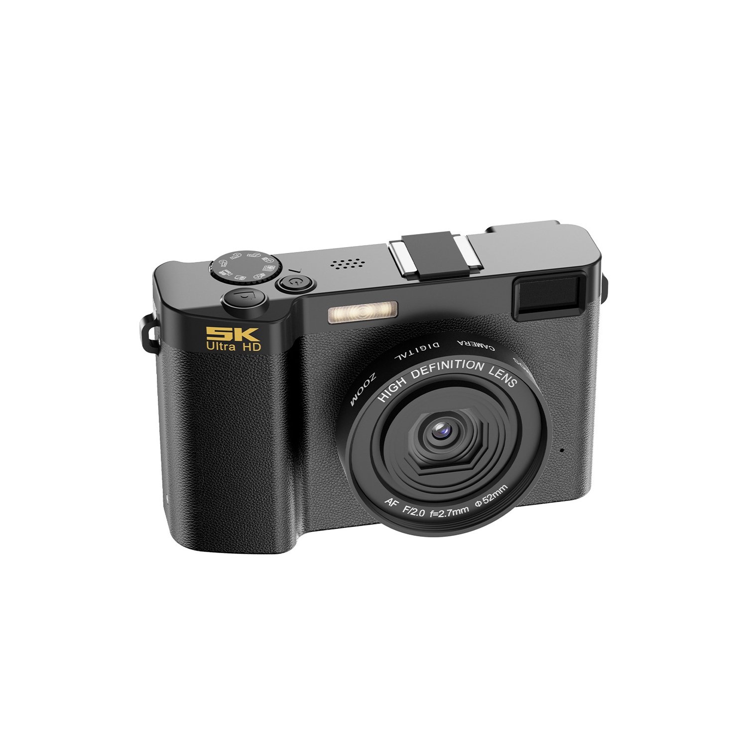 64MP HD Digital Camera for Students with Selfie Camera, Retro Filter, Textured CCD Display - Black, No Memory Card(front and rear dual cameras)