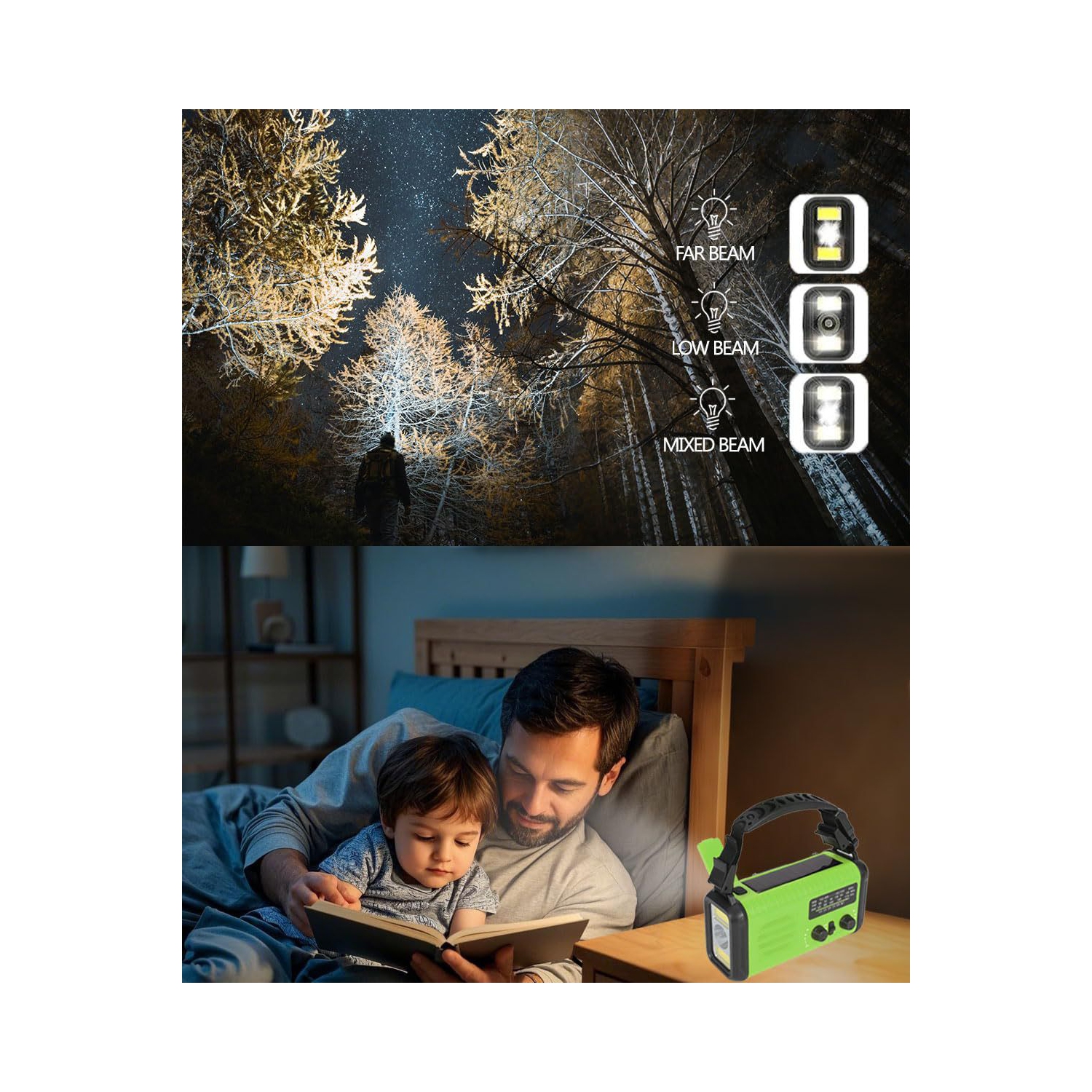 Radio d'urgence multifonction très populaire avec lampe de poche, radio solaire à manivelle et fonction SOS - Noir