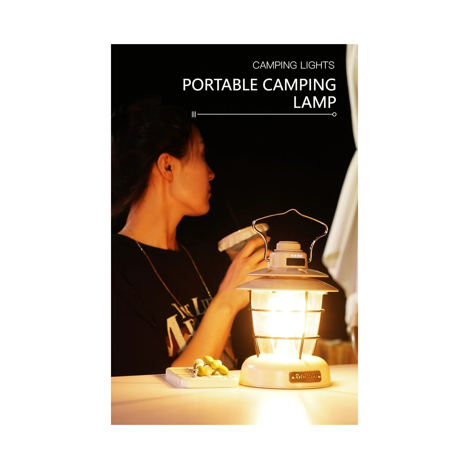 New Outdoor Camping Lantern, LED Retro Lantern, Portable Tent Light, USB Portable Lighting, Outdoor Camping Lantern, Foldable Hanging Camping Lantern