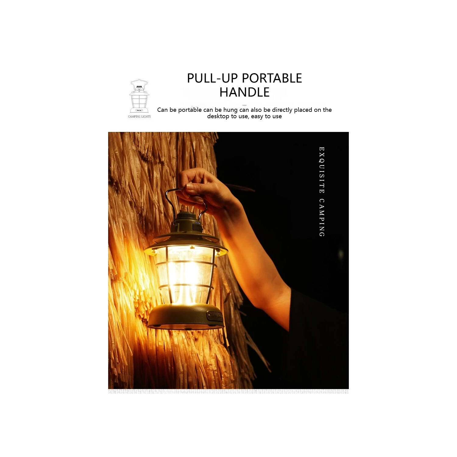 New Outdoor Camping Lantern, LED Retro Lantern, Portable Tent Light, USB Portable Lighting, Outdoor Camping Lantern, Foldable Hanging Camping Lantern