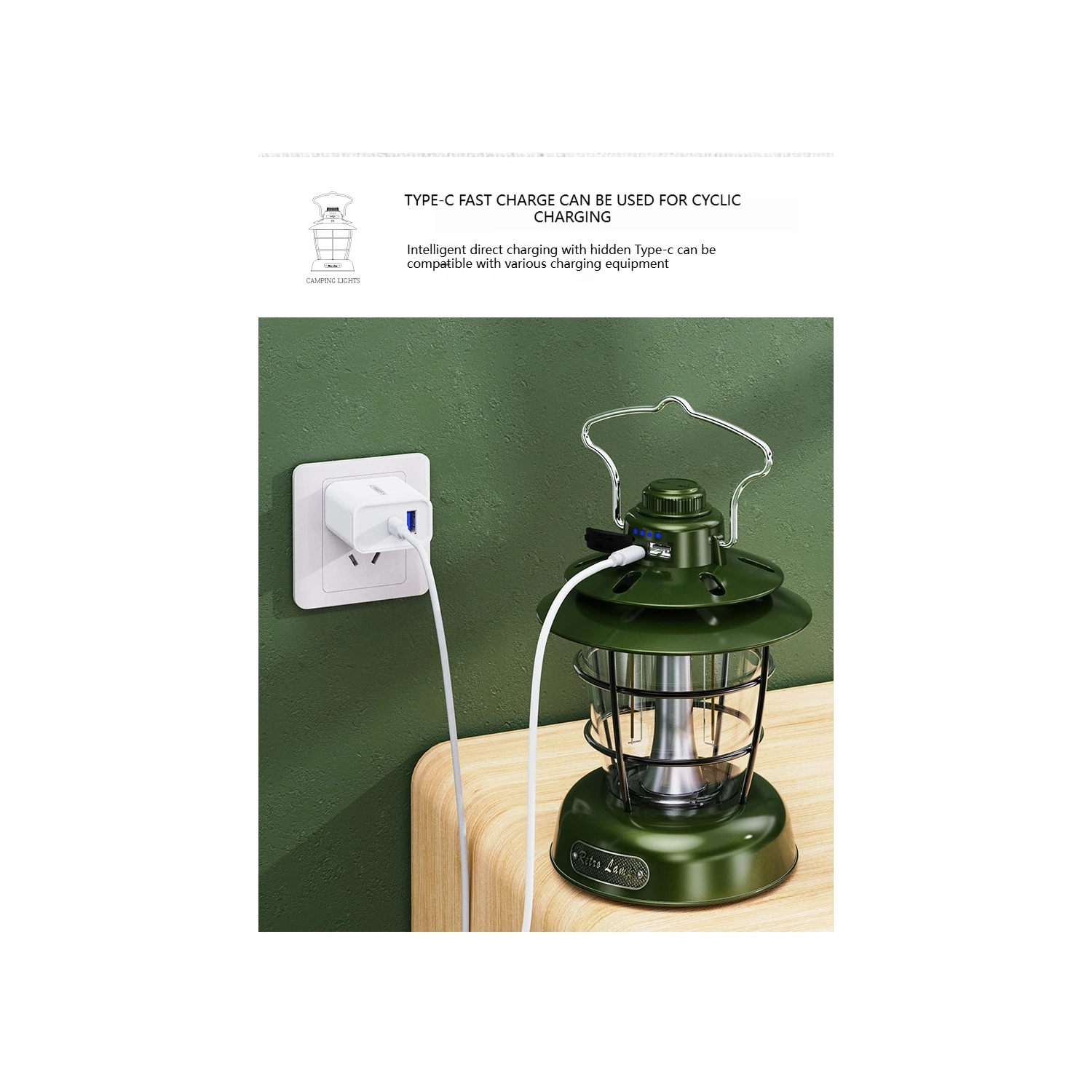 New Outdoor Camping Lantern, LED Retro Lantern, Portable Tent Light, USB Portable Lighting, Outdoor Camping Lantern, Foldable Hanging Camping Lantern