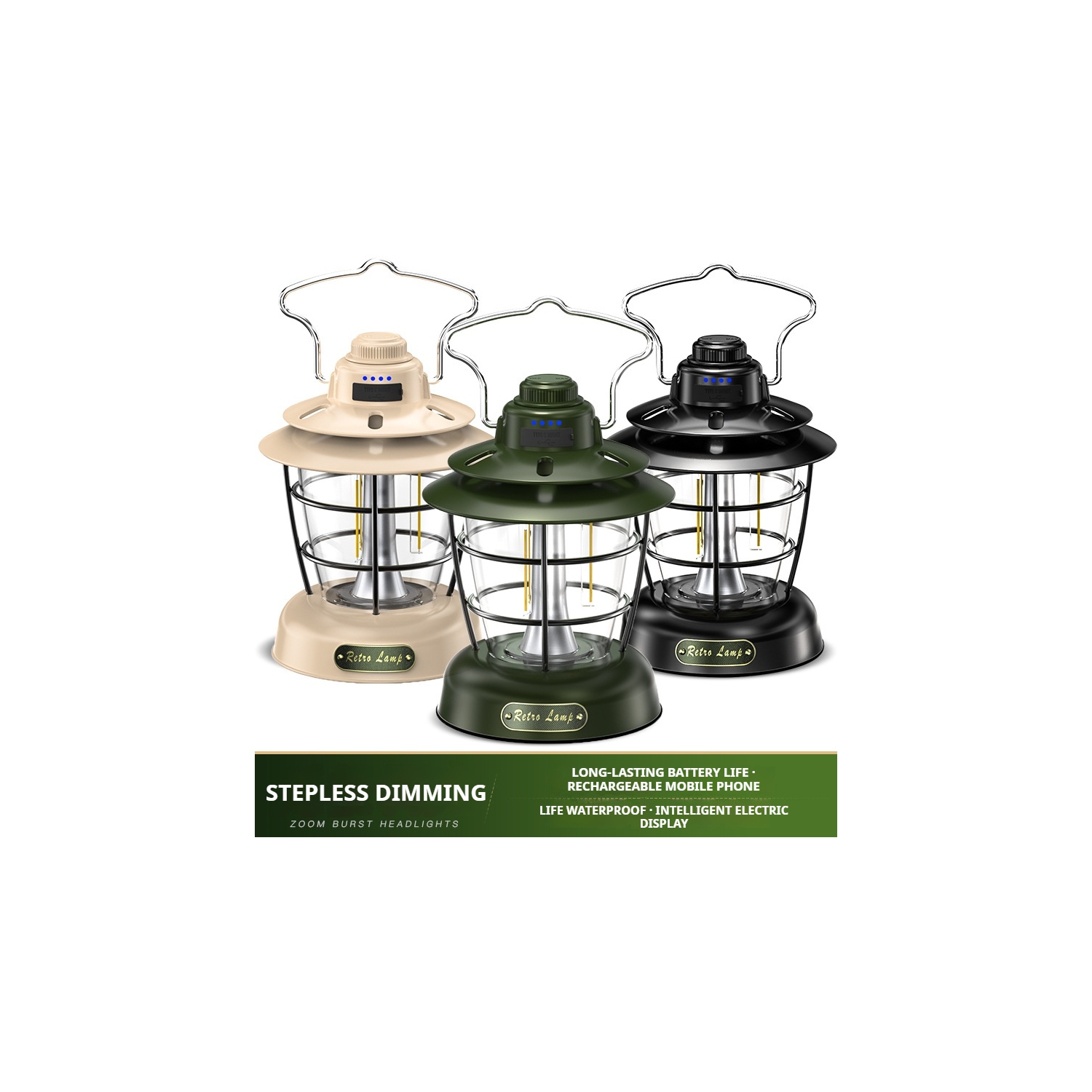 New Outdoor Camping Lantern, LED Retro Lantern, Portable Tent Light, USB Portable Lighting, Outdoor Camping Lantern, Foldable Hanging Camping Lantern