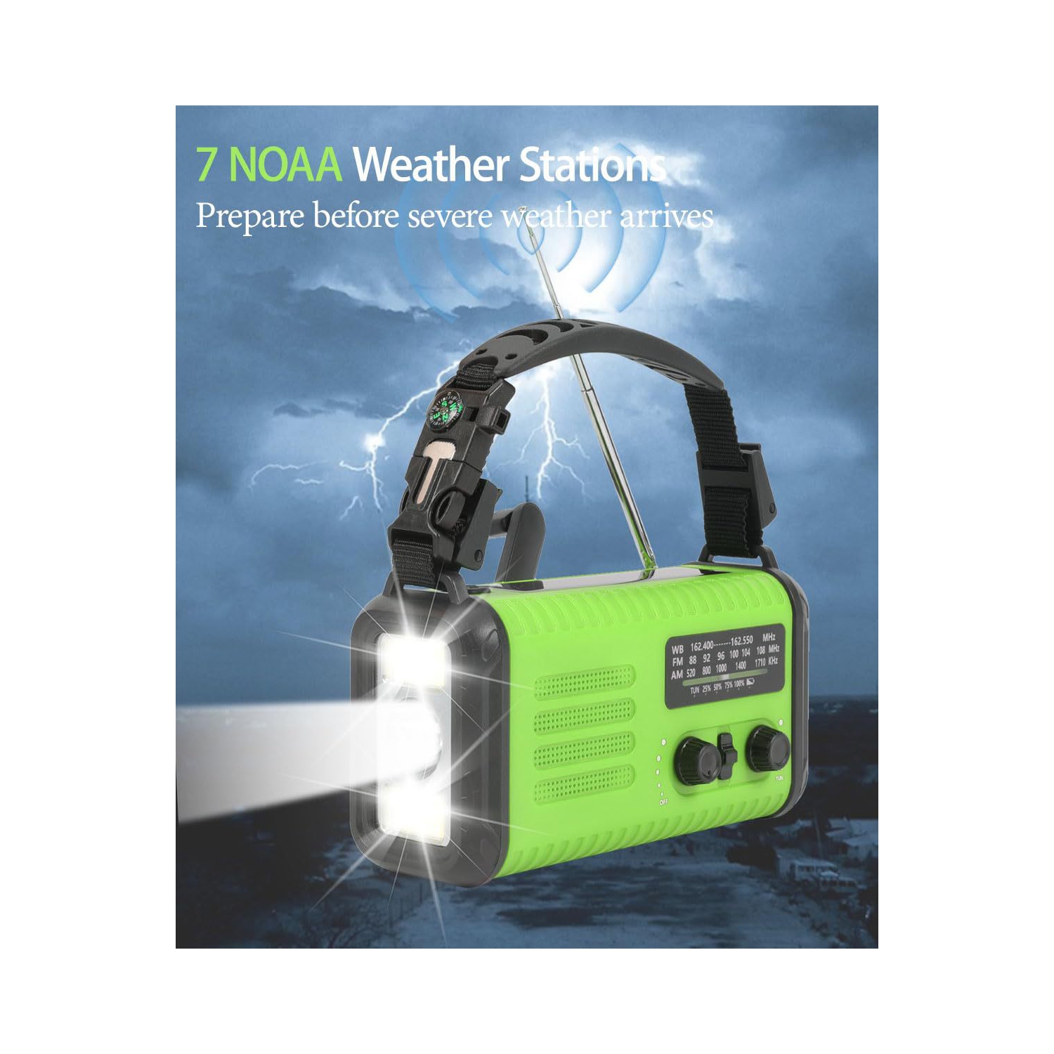 Radio d'urgence multifonction très populaire avec lampe de poche, radio solaire à manivelle et fonction SOS - Orange