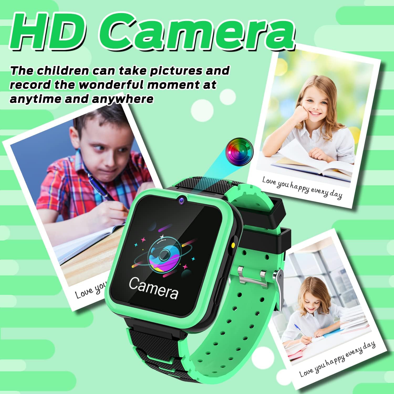 Montre intelligente pour garçons avec 16 jeux, montre intelligente HD à écran tactile pour enfants avec lecteur de musique - bleu