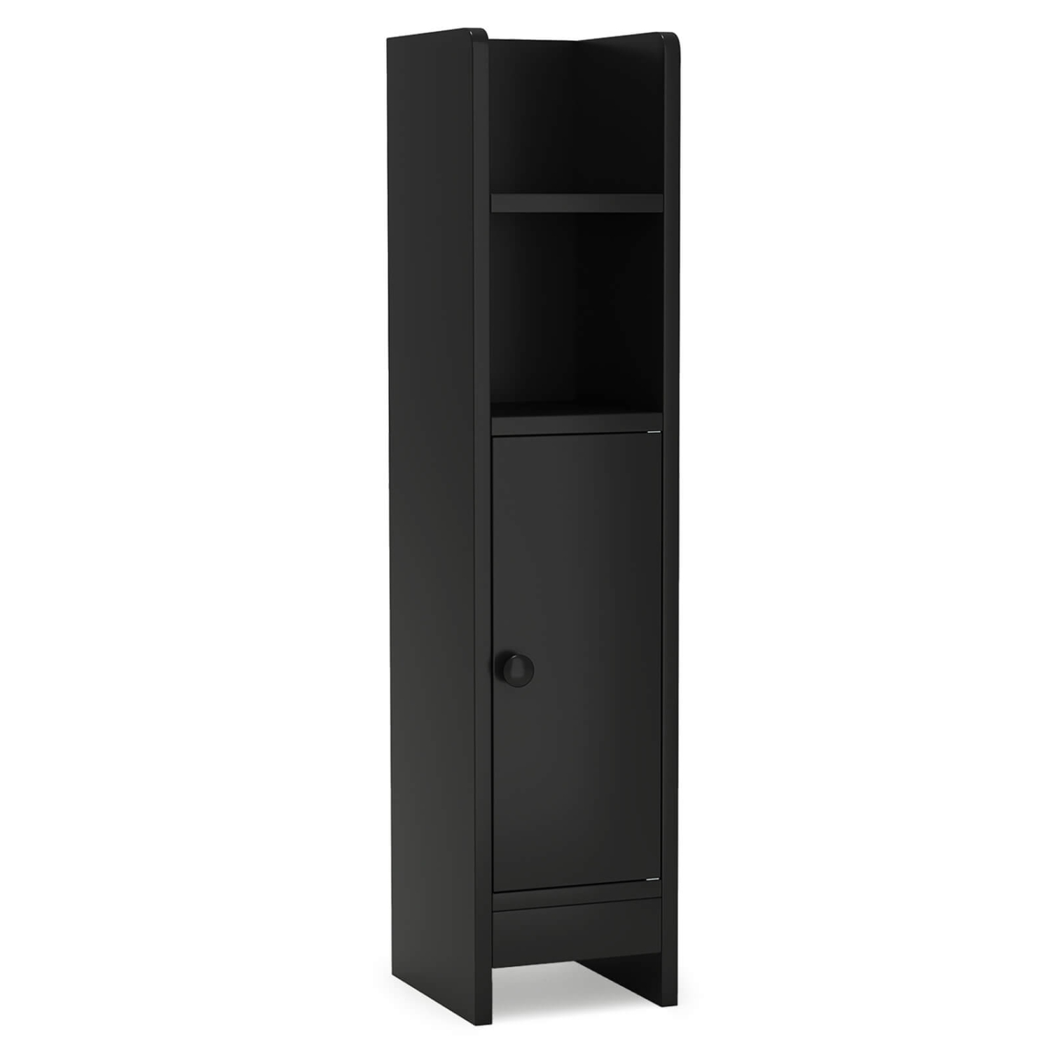 Armoire de rangement pour salle de bain Costway avec tablette réglable 1 porte et 2 tablettes ouvertes Salon Blanc/Noir/Brun