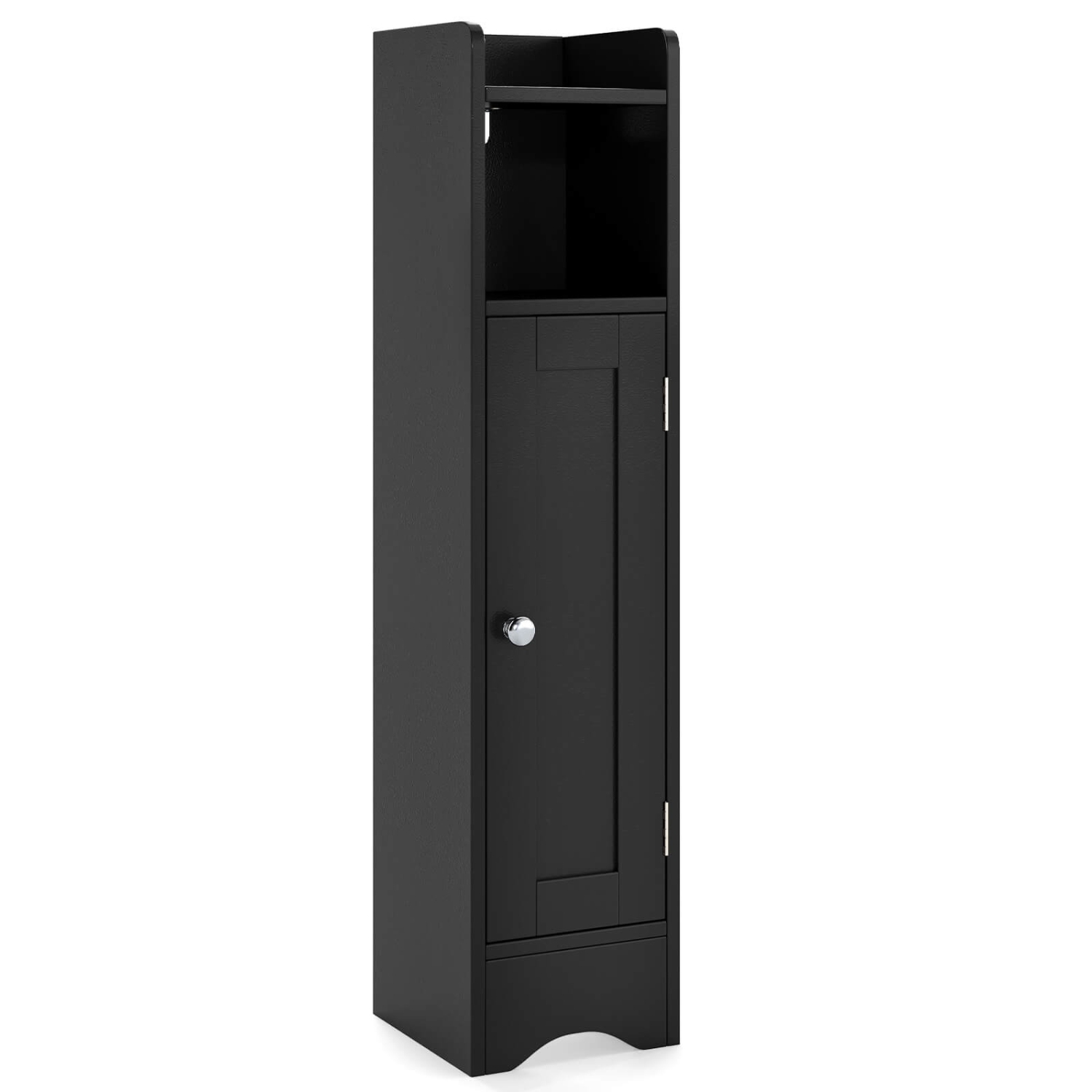 Costway Bathroom Storage Cabinet with Door Toilet Paper Holder Stand for Small Spaces Black/Gray/White