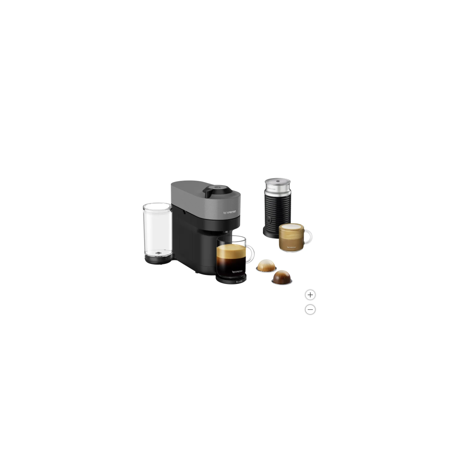 Nespresso Vertuo Pop+ Deluxe Coffee and Espresso Machine by Breville with Aeroccino Milk Frother, Titan