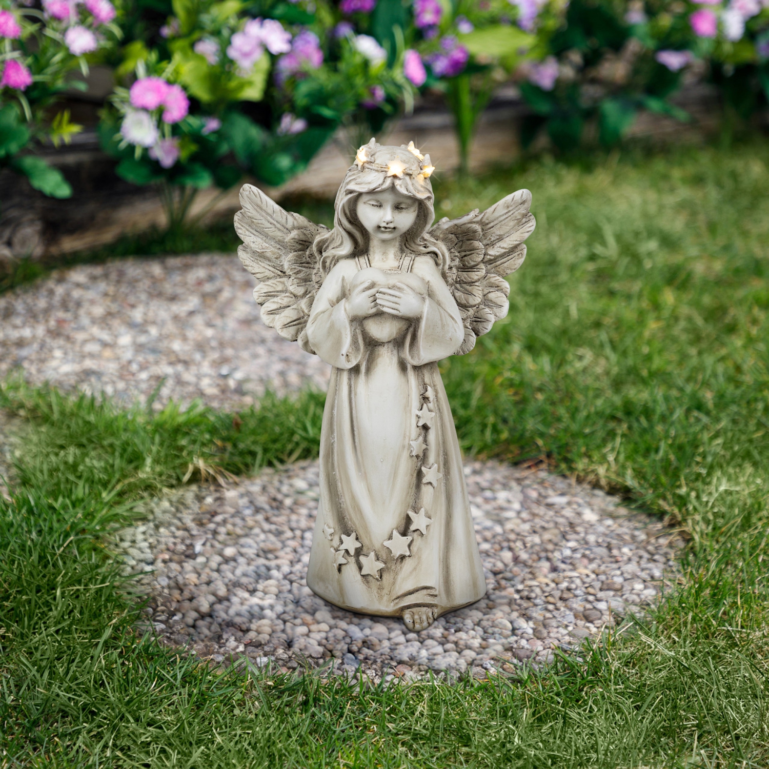 Statue en forme d'ange lumineux en forme de coeur de LED - 11,75&nbsp;po