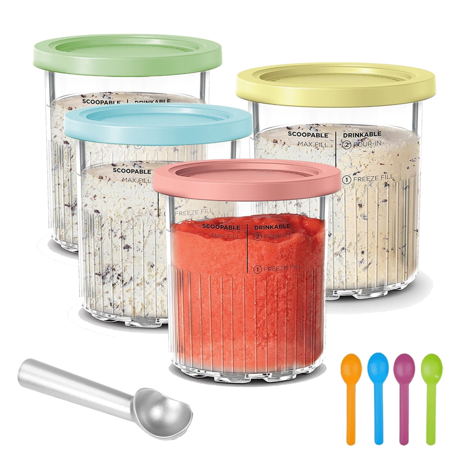 Compatible avec les contenants à crème glacée Creami de Ninja – 24 oz, paquet de 4 pour Ninja NC501 NC500 Series