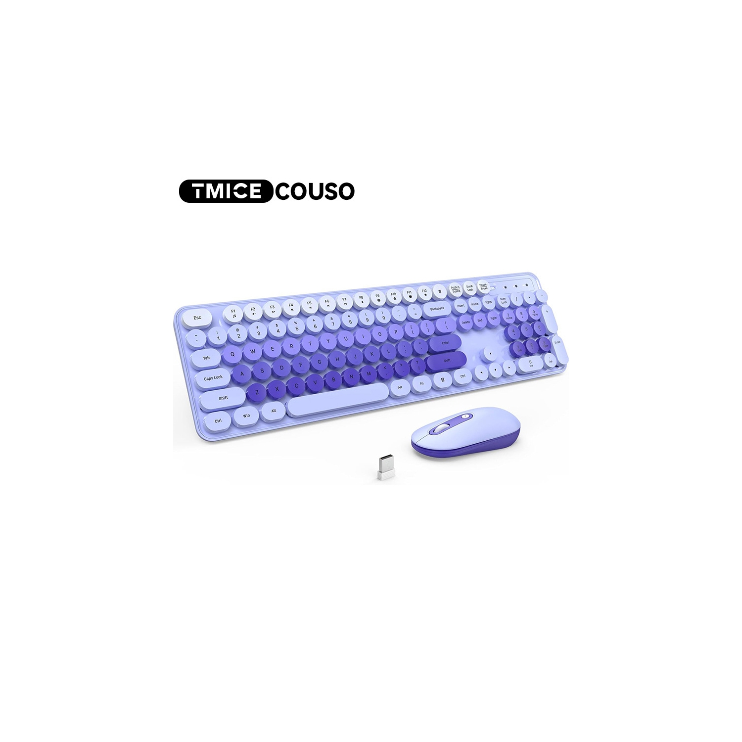 Wireless Keyboard Quiet Office Cute USB Wireless Keyboard and Mouse Combo for Computer Desktop Laptop - Wireless 2.4G Purple