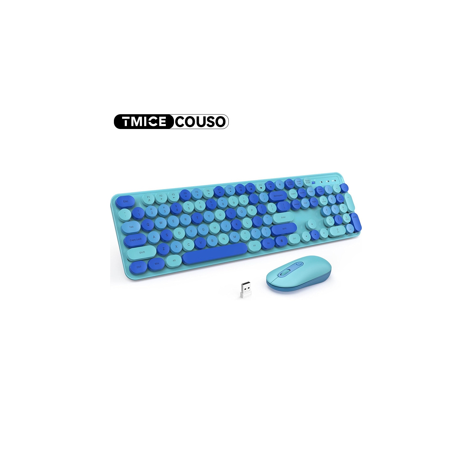 Wireless keyboard quiet office cute USB wireless keyboard and mouse combination, suitable for computer desktop laptop - wireless 2.4G blue