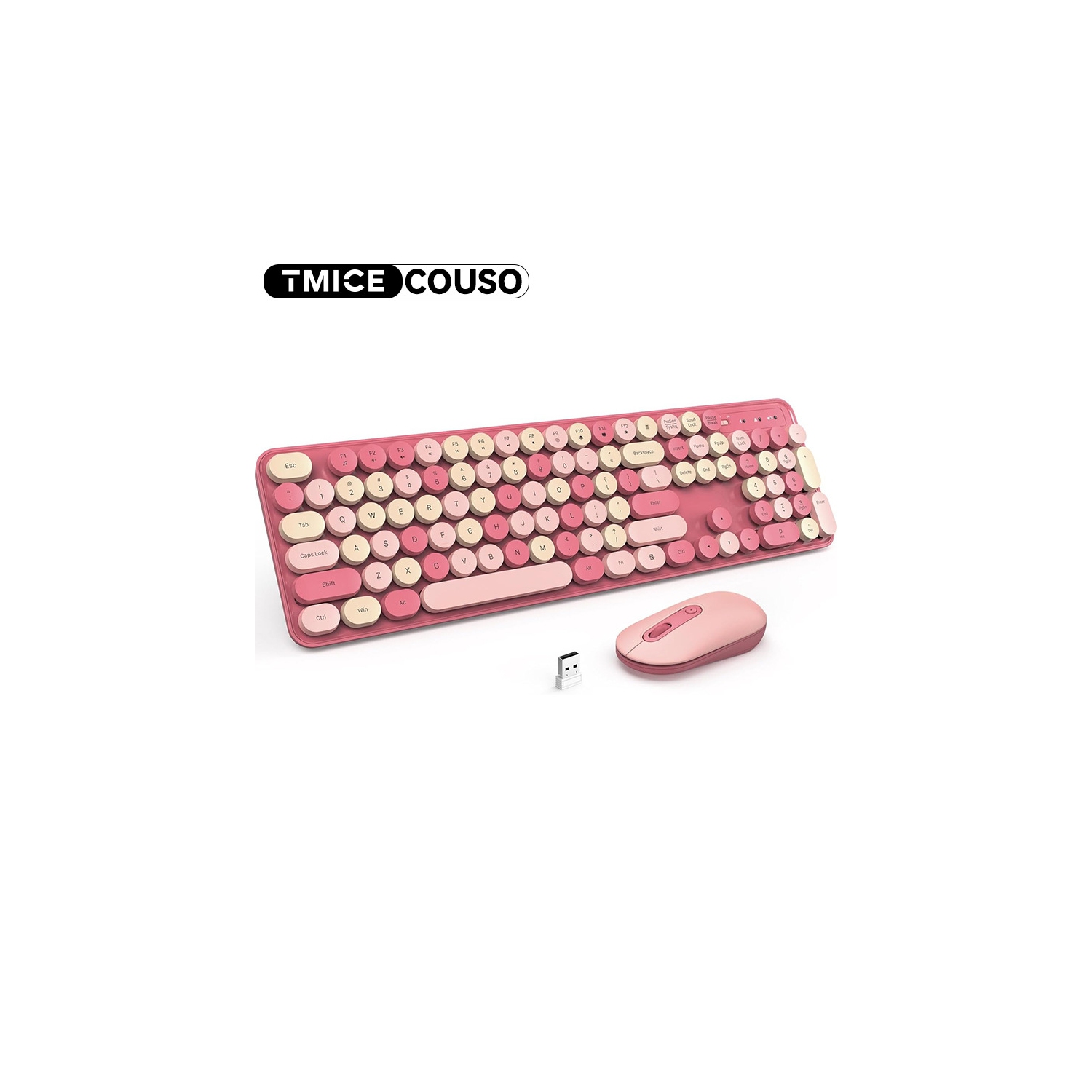 Wireless Keyboard Quiet Office Cute USB Wireless Keyboard and Mouse Combo for Computer Desktop Laptop - Wireless 2.4G Rose Pink