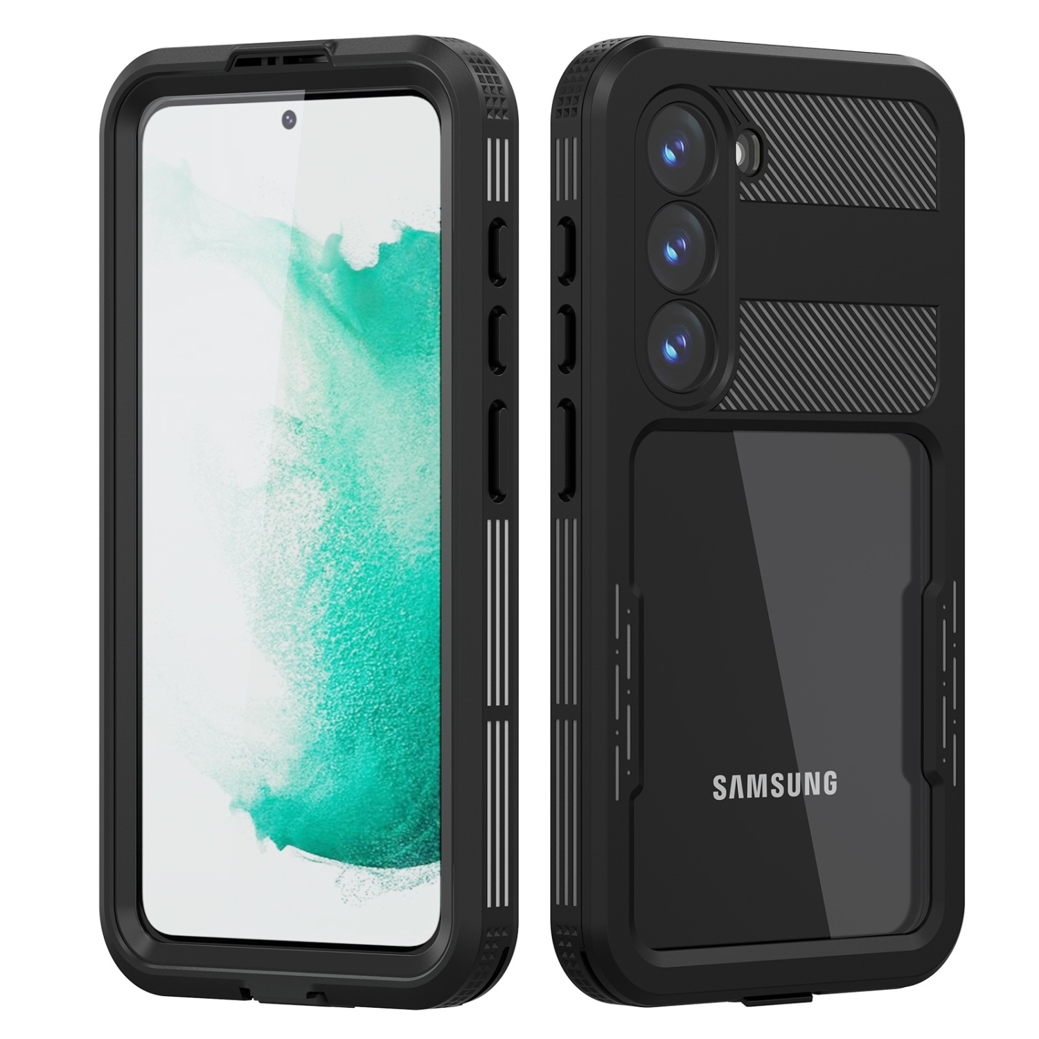Convient au S23 plus de Samsung étui de téléphone mobile antichute protecteur d'écran intégré à couverture complète antichoc - noir