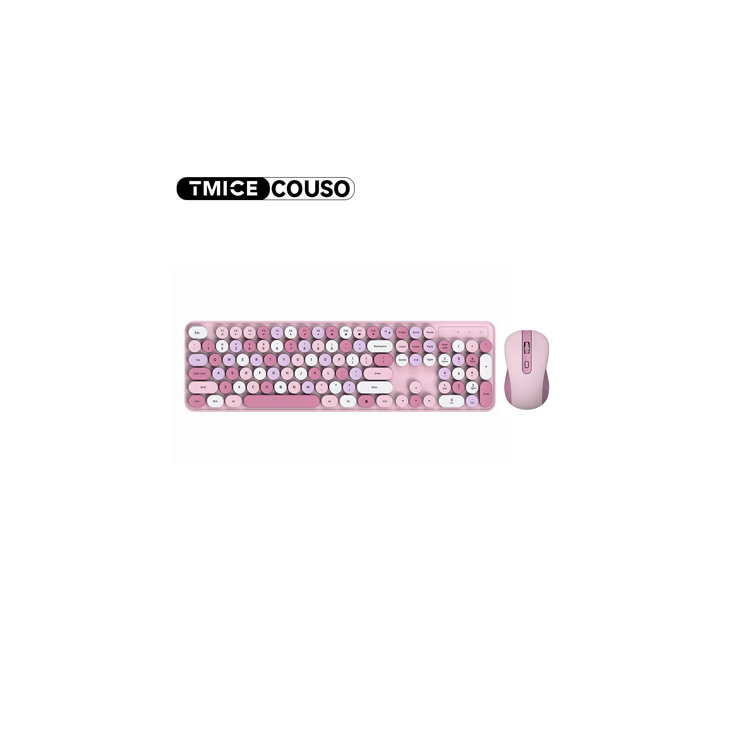Wireless Keyboard Quiet Office Cute USB Wireless Keyboard and Mouse Combo for Computer Desktop Laptop - Wireless 2.4G Pink