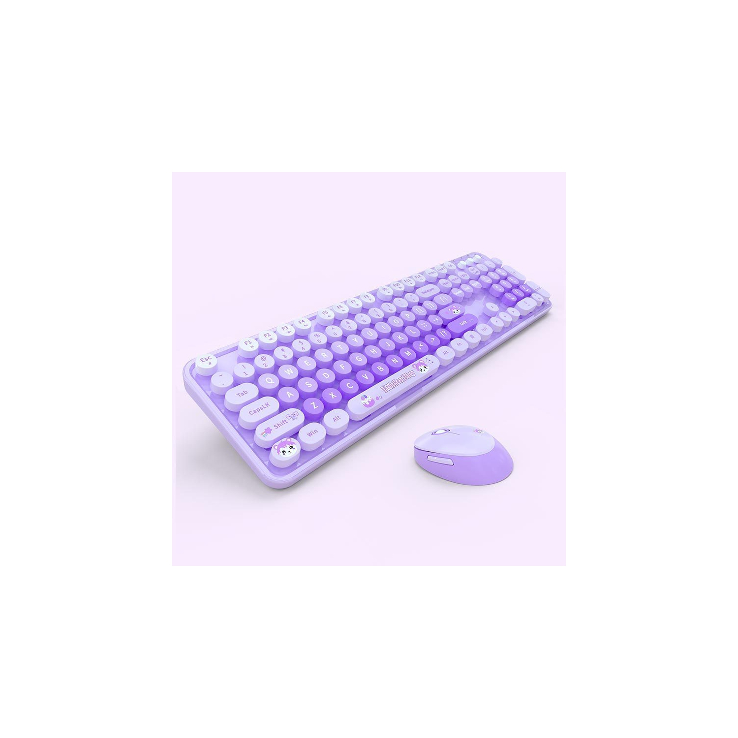 2.4G wireless keyboard and mouse combination mixed color gradient keyboard office, suitable for desktop computers, notebooks - purple mixed color