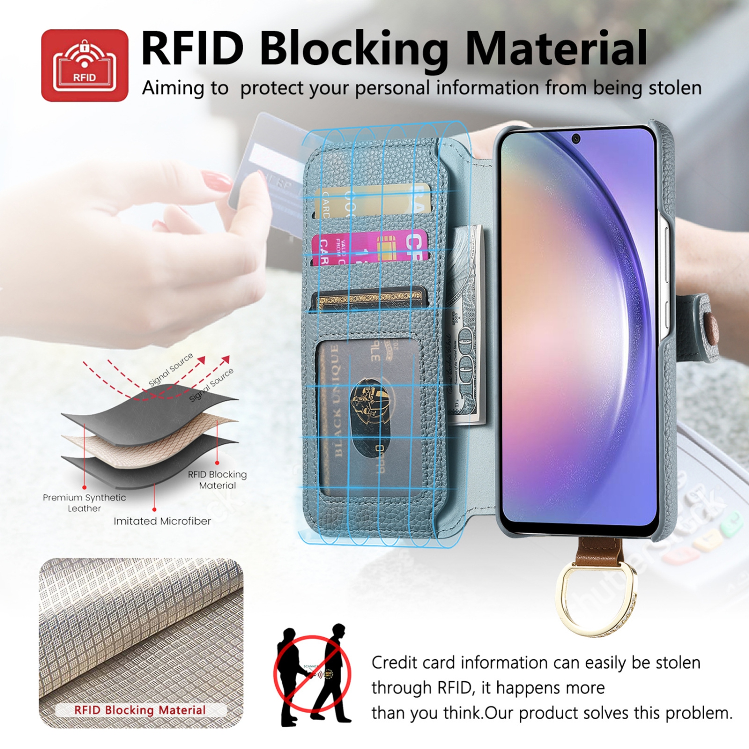 Suitable for Samsung S24 Ultra litchi texture flip leather case with multiple card slots, hardware wristband and ring buckle, shockproof and