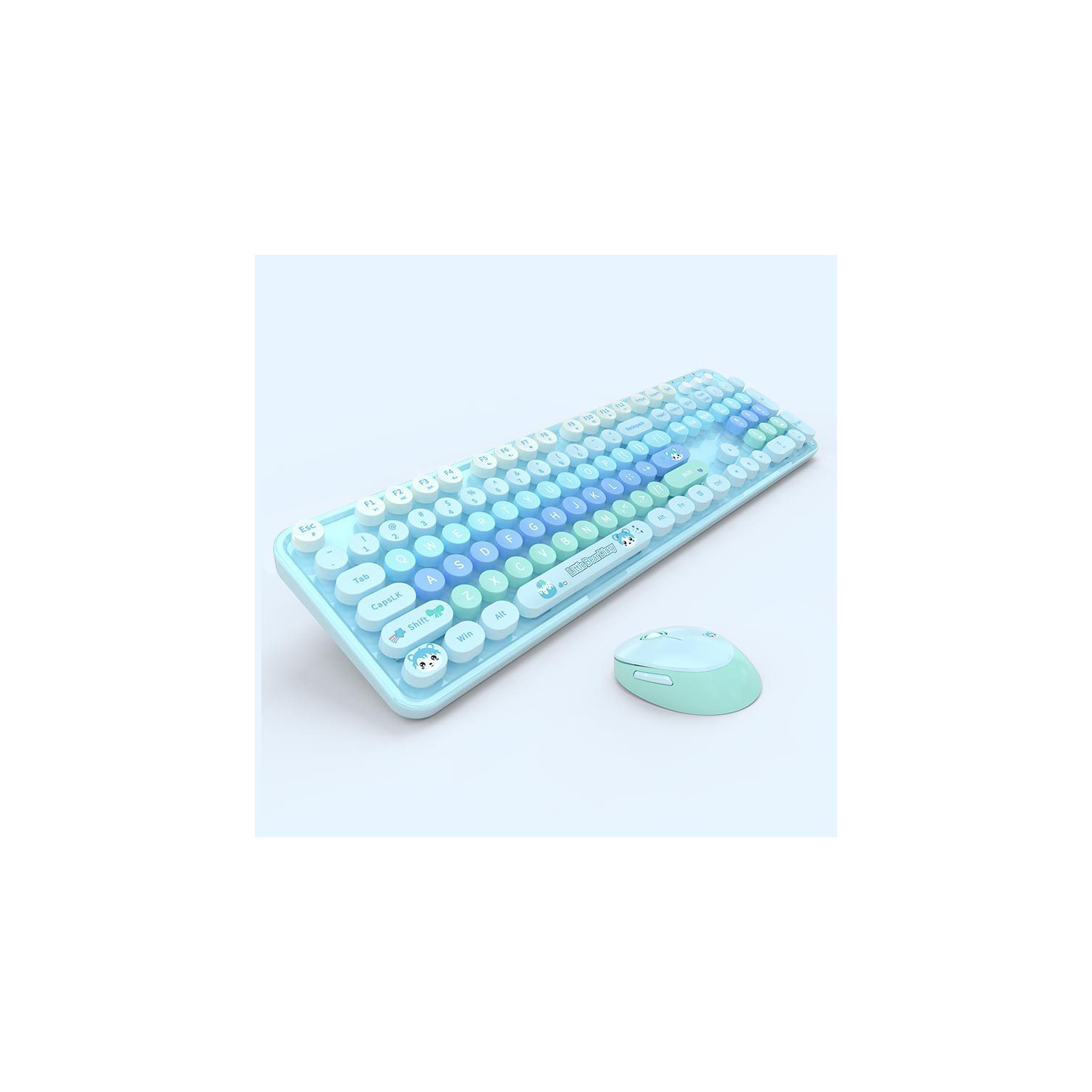 2.4G wireless keyboard and mouse combination mixed color gradient keyboard office, suitable for desktop computers, notebooks - blue mixed color