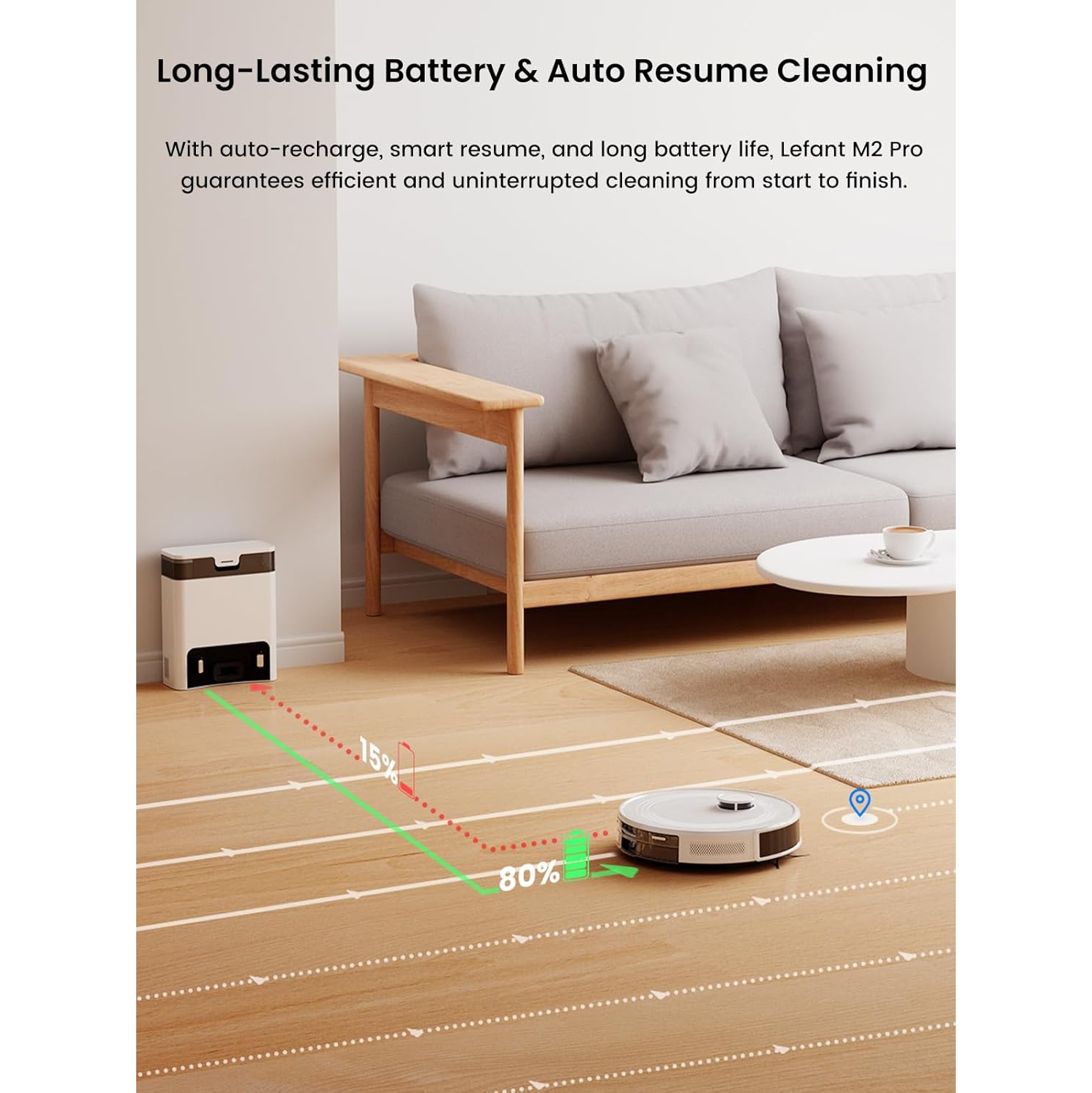 Open Box – Lefant M2 Pro Robot Vacuum and Mop, 45-Day Self-Emptying, 5500Pa Suction with Precision Mapping, Lidar Navigation, Wi-Fi/App/Alexa, Ideal