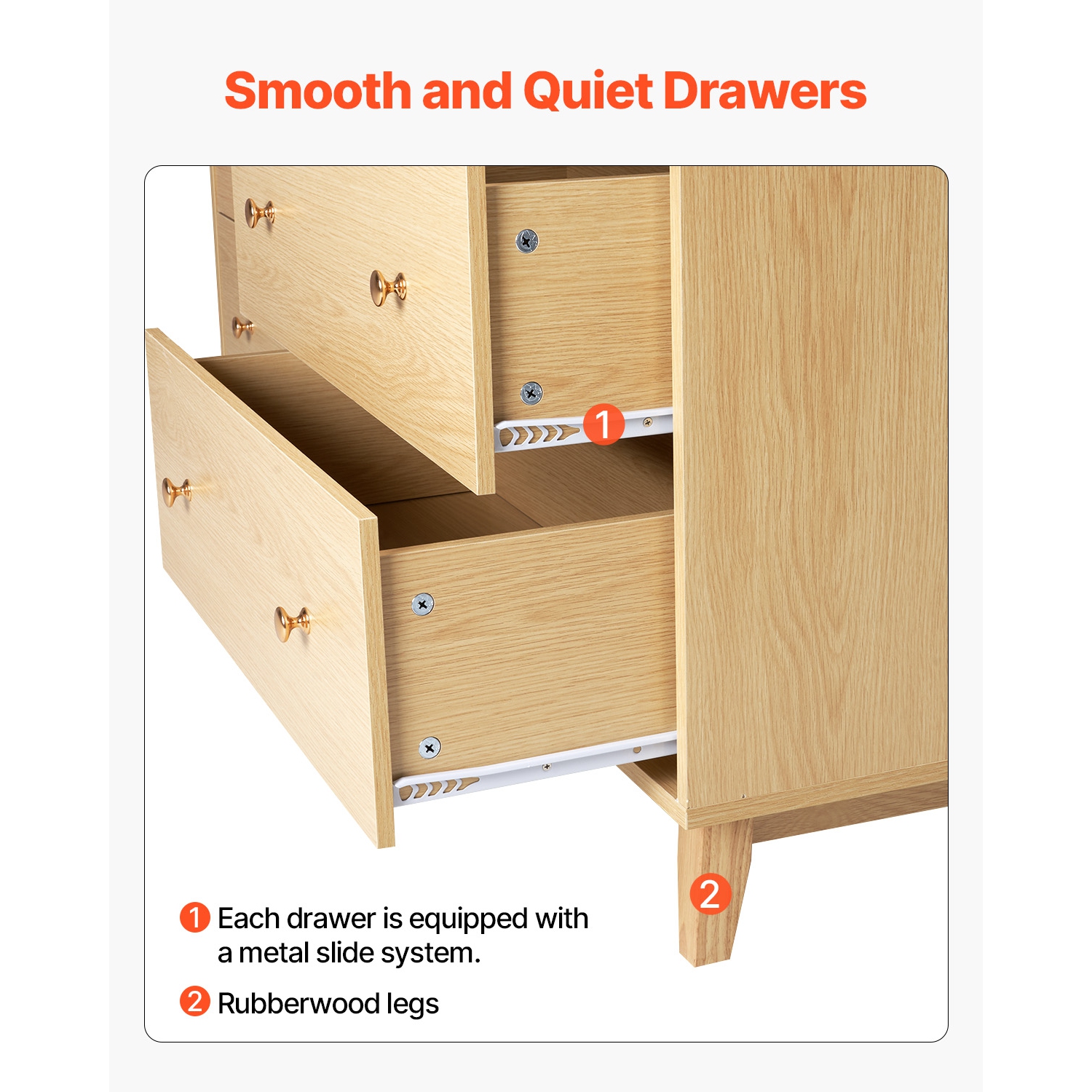 Commode à 6 tiroirs VEVOR, commode en bois à tiroirs coulissants avec dispositif antibasculement, commode minimaliste moderne, range-tout pour le