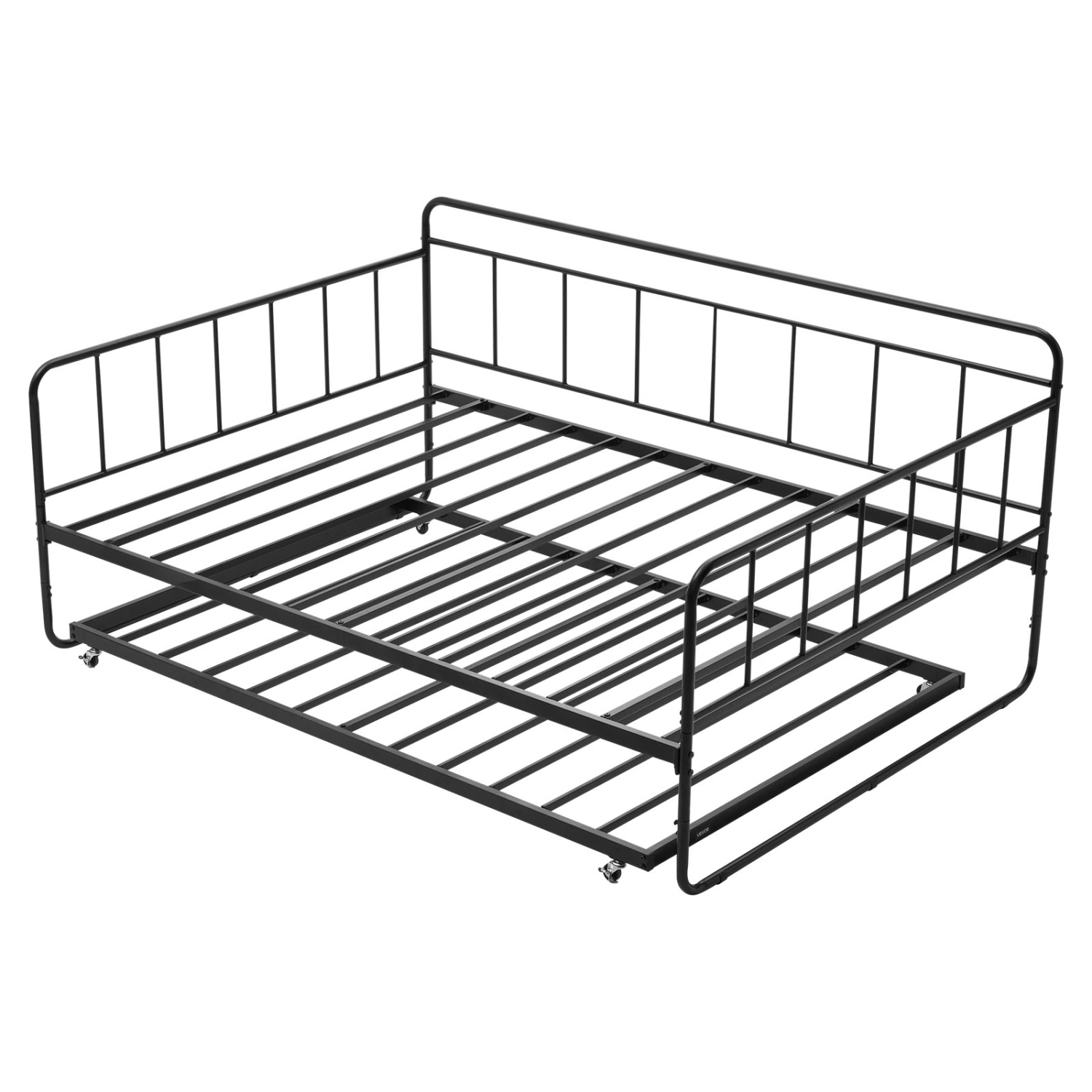 VEVOR Full Size Daybed Frame, Day Bed with Trundle, Heavy Duty Metal Platform Bed Frame, Full Daybed with Metal Slats Support for Living Room, Guest
