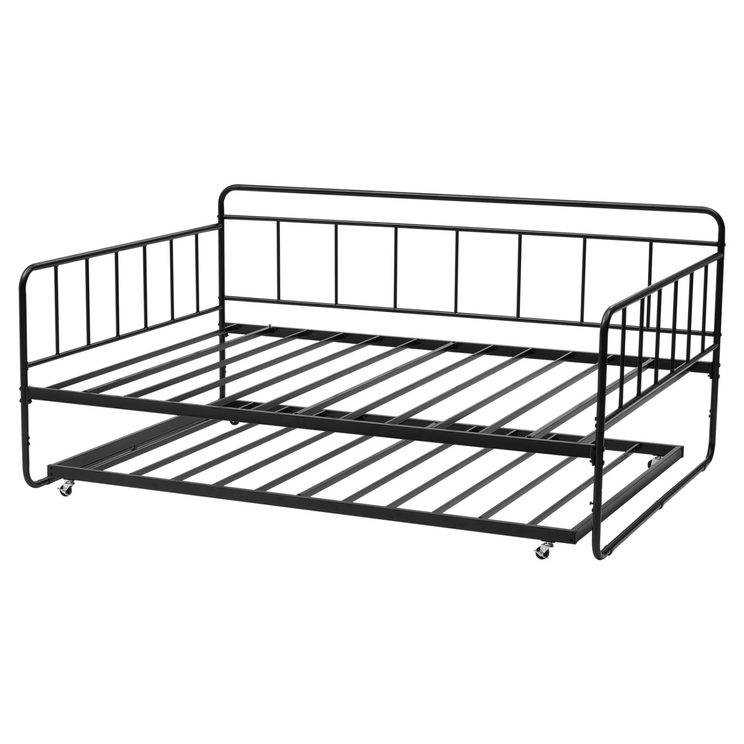 VEVOR Full Size Daybed Frame, Day Bed with Trundle, Heavy Duty Metal Platform Bed Frame, Full Daybed with Metal Slats Support for Living Room, Guest