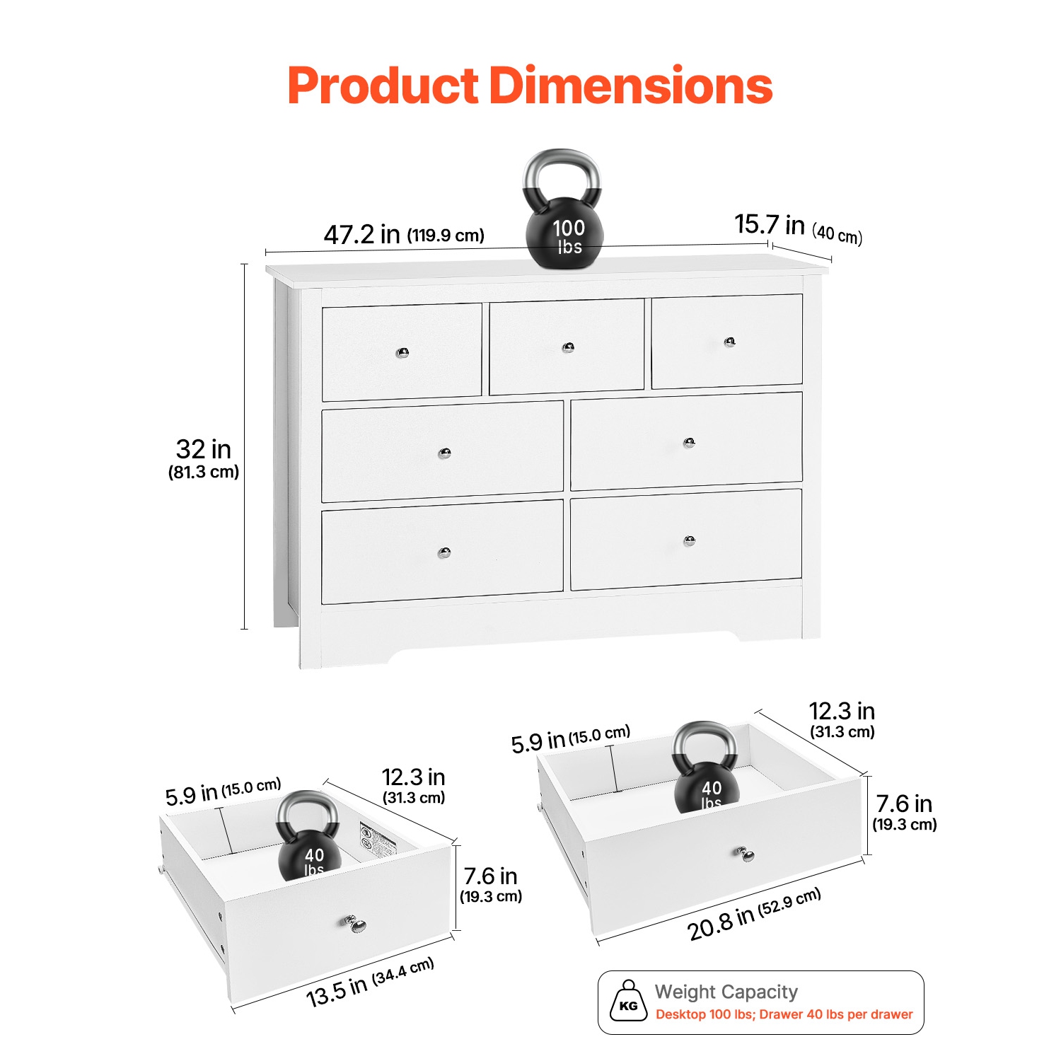 Commode à 7 tiroirs VEVOR, commode en bois à tiroirs coulissants avec dispositif antibasculement, commode minimaliste moderne, range-tout pour le