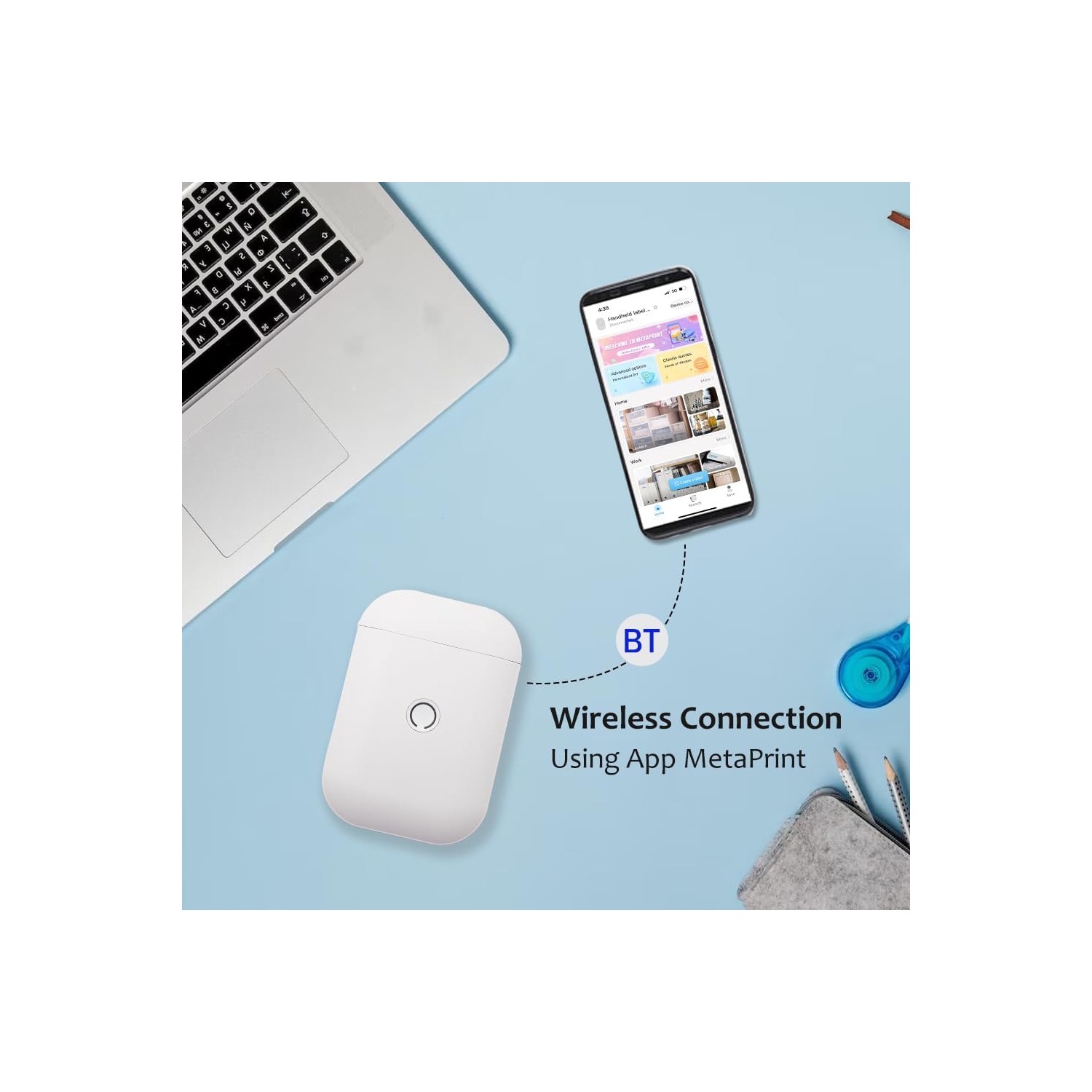 Label Printer Pocket Smartphone Gap Label Maker BT Wireless Thermal Printing 203DPI