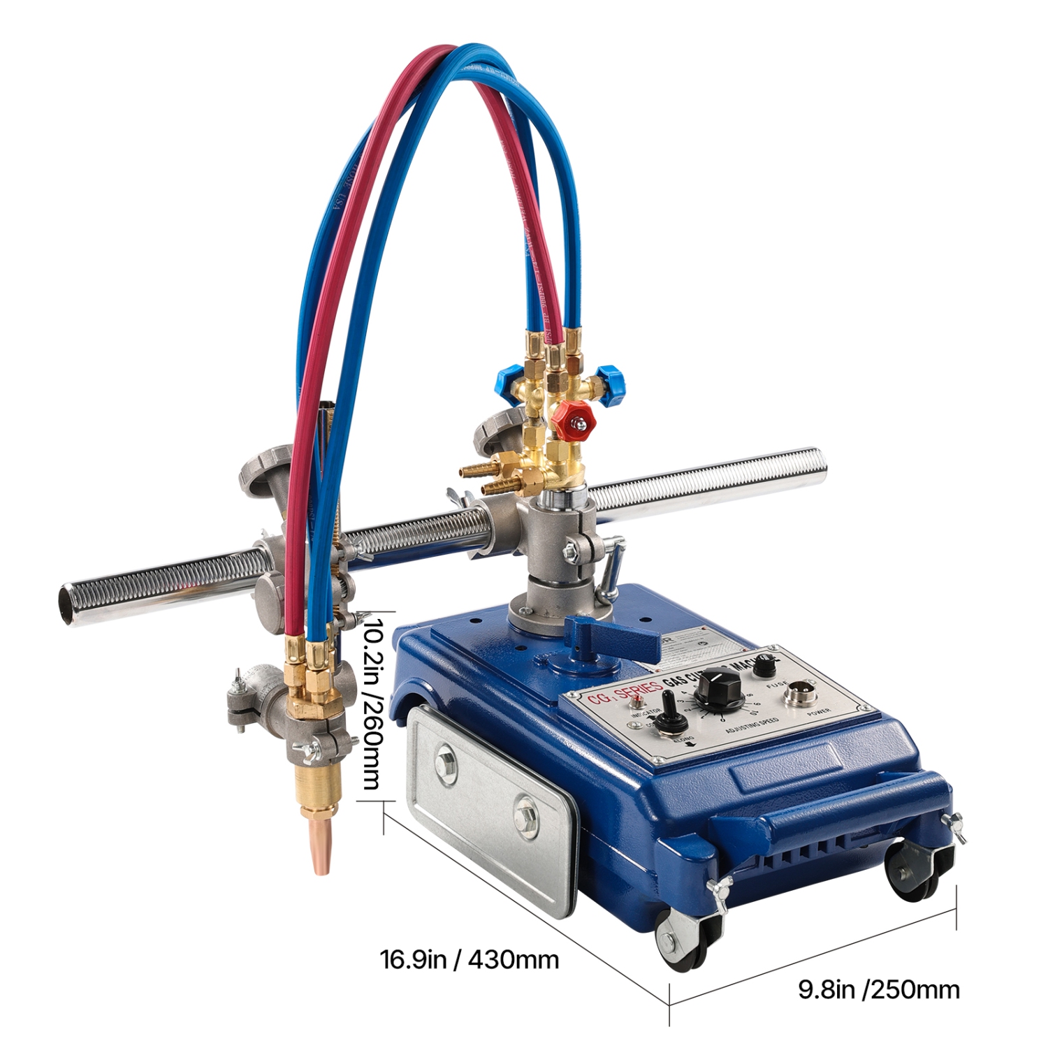 VEVOR CG1-30 Track Torch Burner,2"-30"/Min Straight Line Gas Cutting Machine for 0.2"-4" Thick Pipe, with 12-inch Track & 3 Tips,Automatic Flame