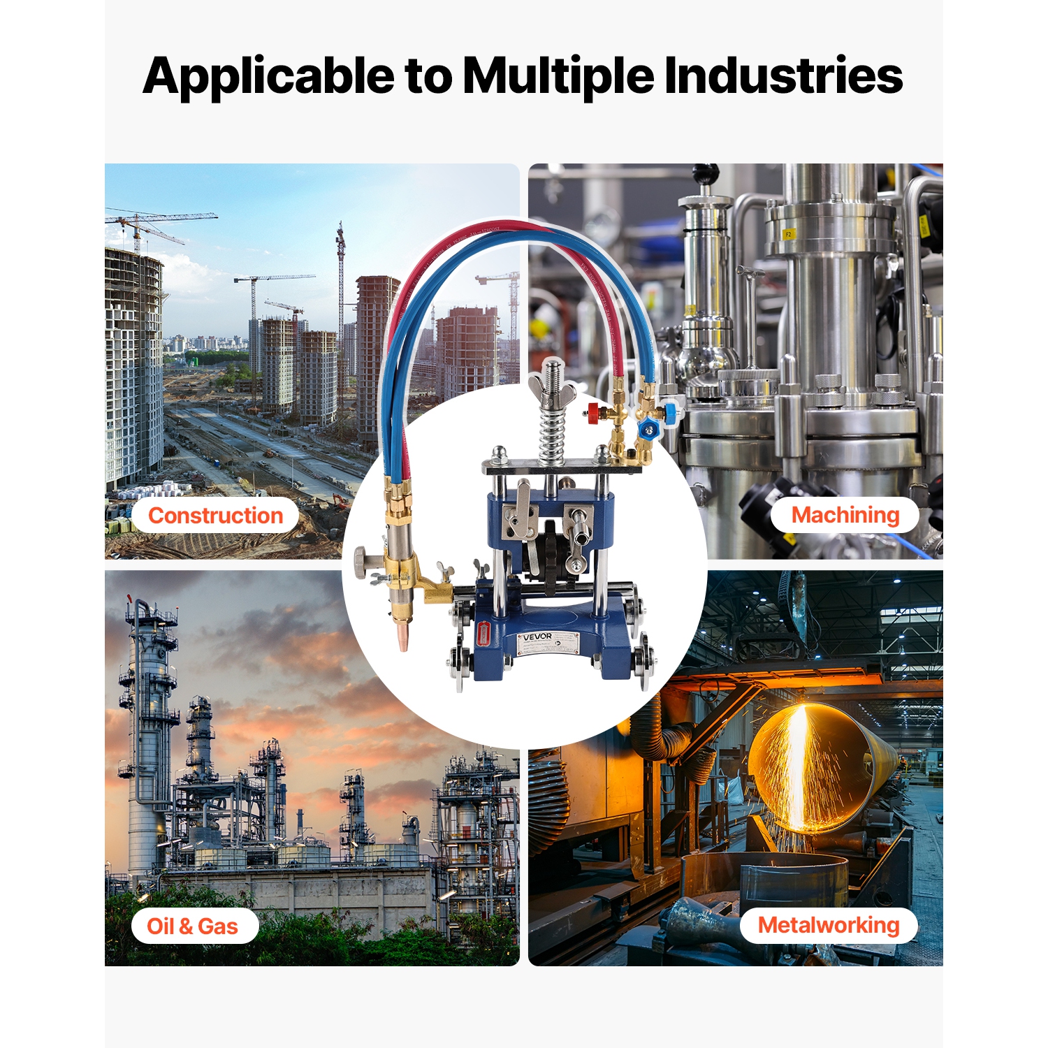 VEVOR CG2-11Y Manual Pipe Cutting Machine, 0.2"-2" Thick Pipe Beveling Machine with 82-in Chain, 0°-45° Adjusted Angle Gas Cutting Machine with 3