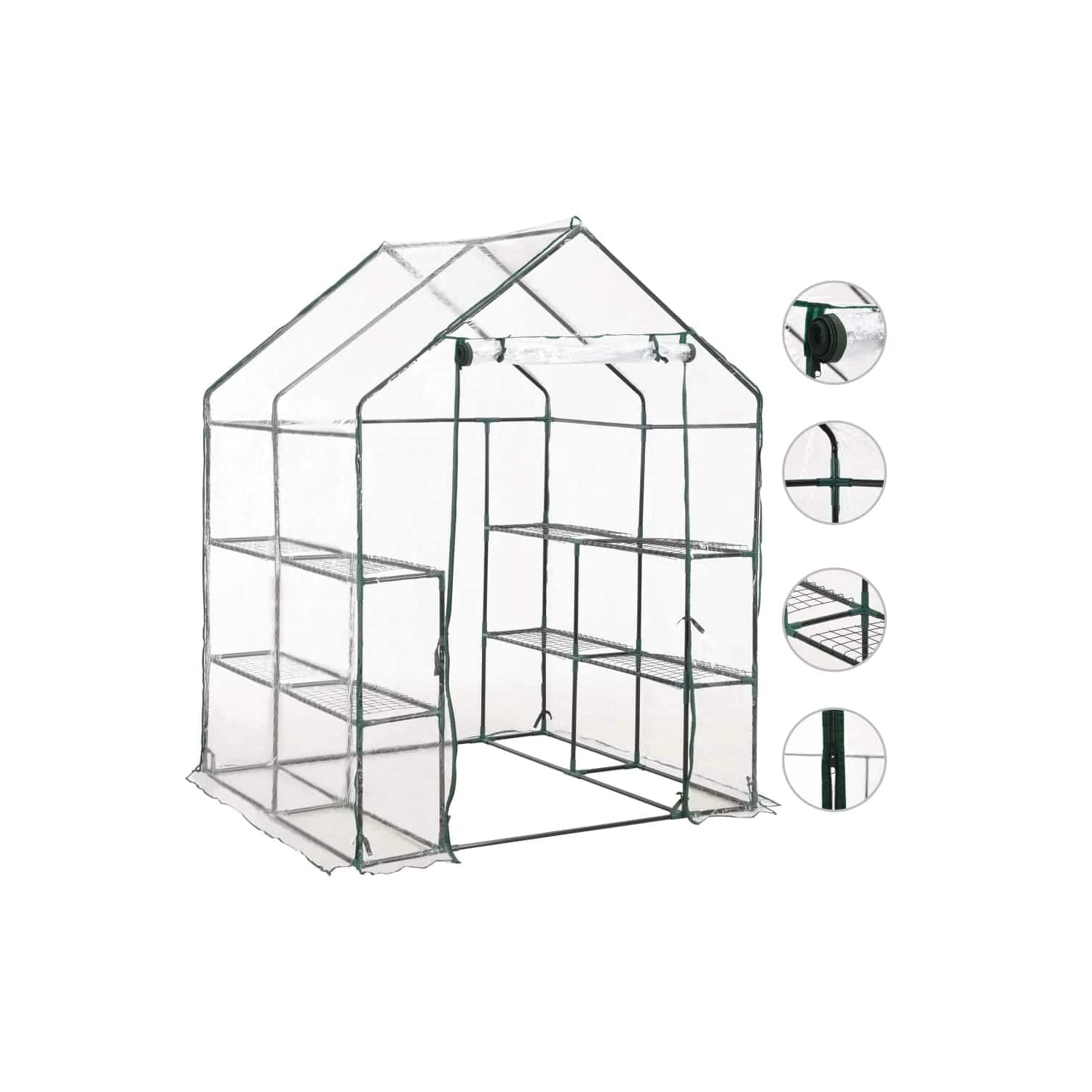 Serre vidaXL avec 8 tablettes 143 x 143 x 195&nbsp;cm