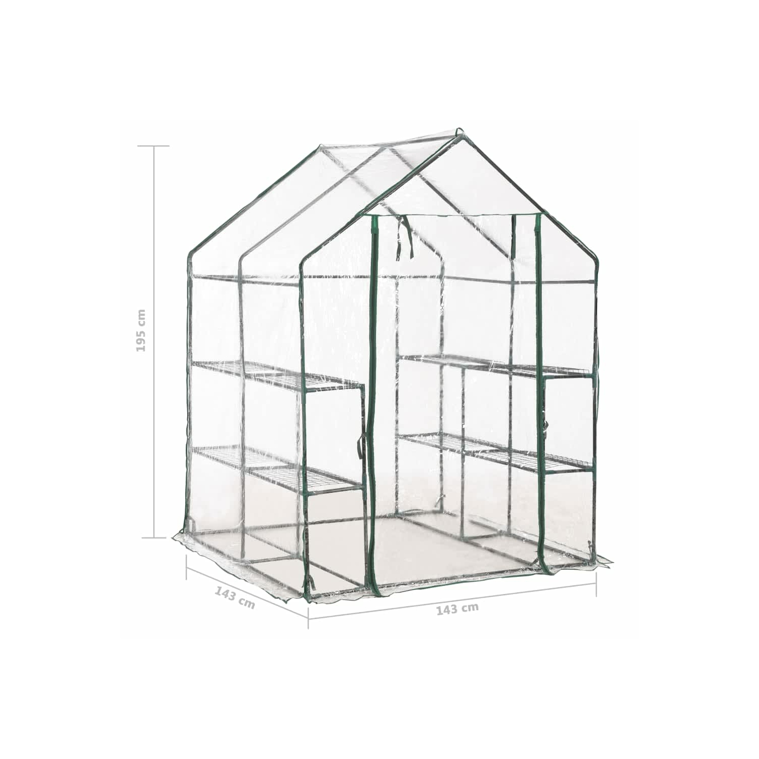 Serre vidaXL avec 8 tablettes 143 x 143 x 195&nbsp;cm