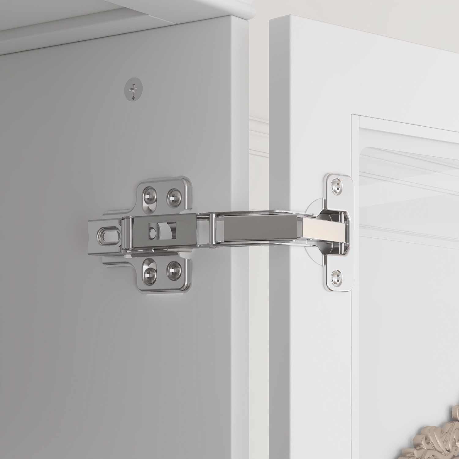 Famapy MDF 5-Shelf Corner Pantry with Tempered Glass Doors – Modern 4-Door Storage Cabinet for Kitchen and Dining,White