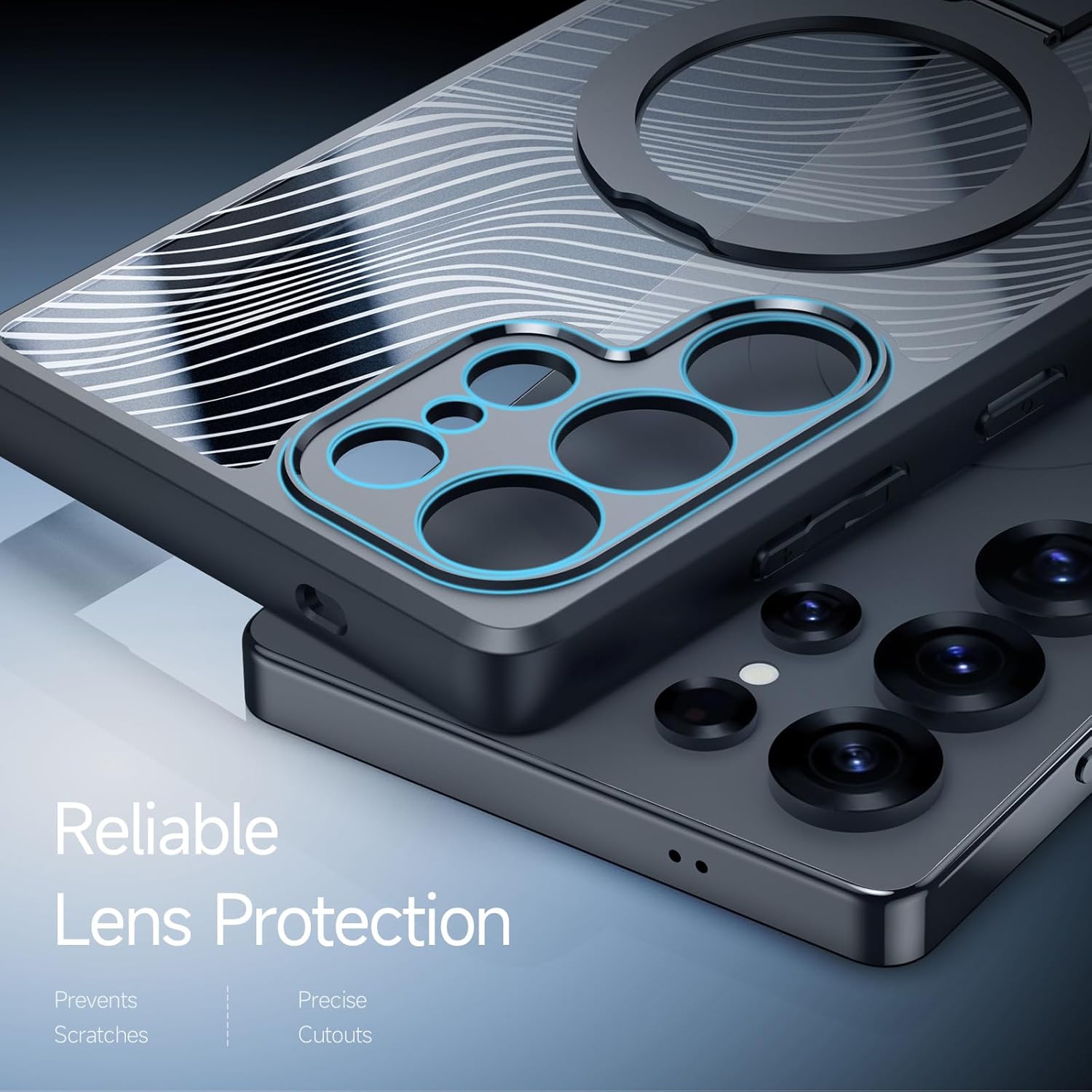 Compatible avec l'étui de téléphone à support magnétique pour S25 Edge de Samsung, compatible avec MagSafe, protection antiempreinte et antichoc -