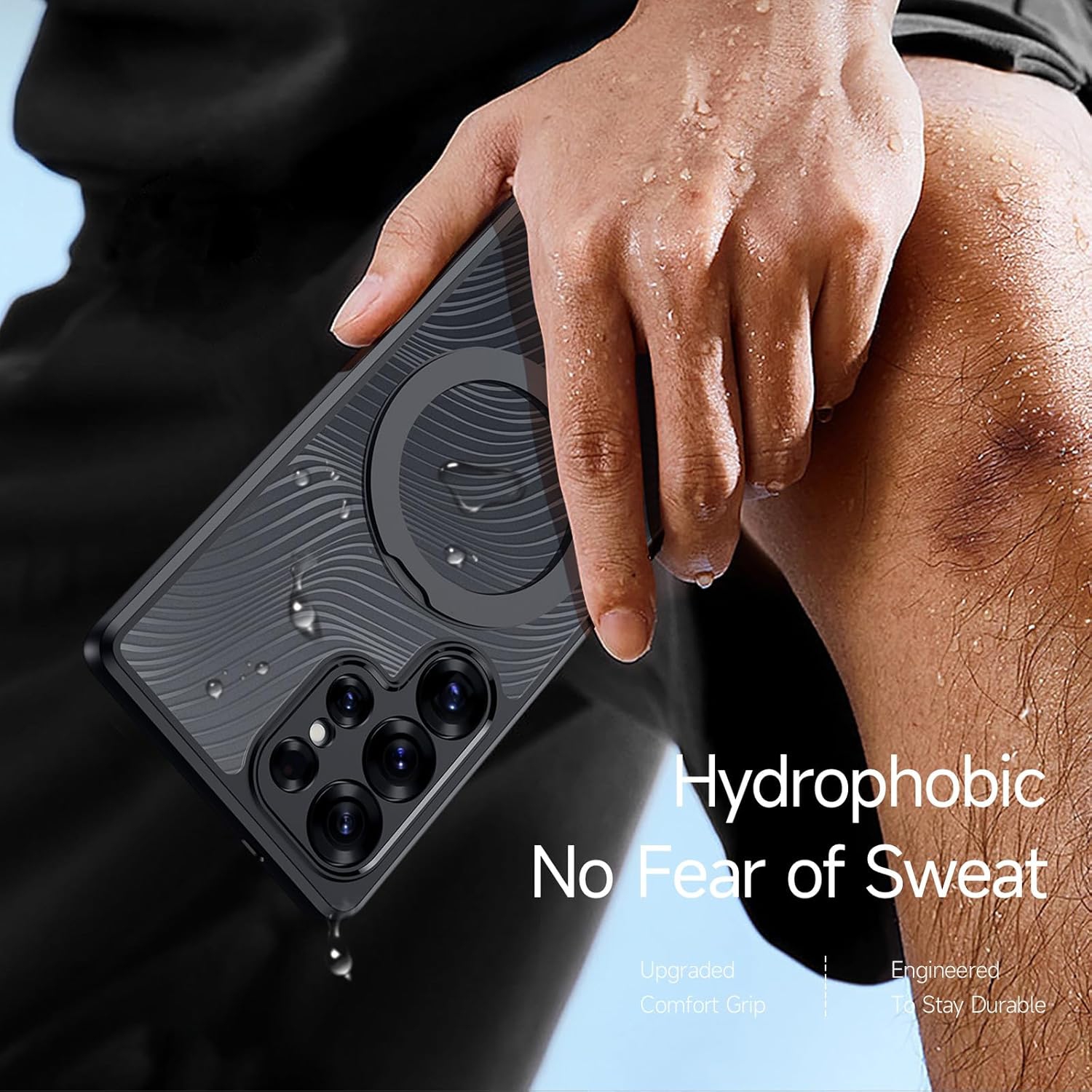 Compatible avec l'étui de téléphone à support magnétique pour S25 Edge de Samsung, compatible avec MagSafe, protection antiempreinte et antichoc -