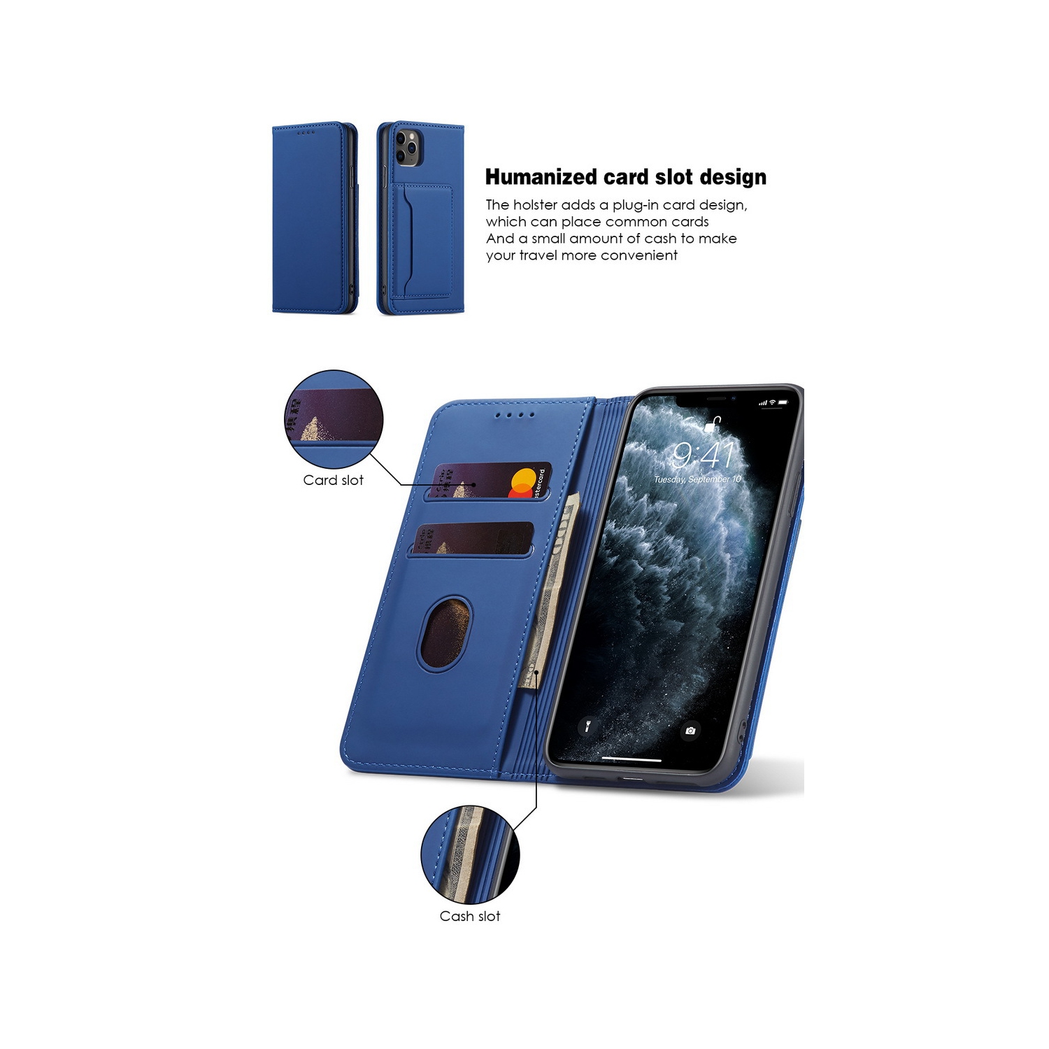 Convient pour iPhone 14&nbsp;mois étui cuir Apple avec ventouse magnétique étui pour téléphone cellulaire sensation habillage rabat résistant à