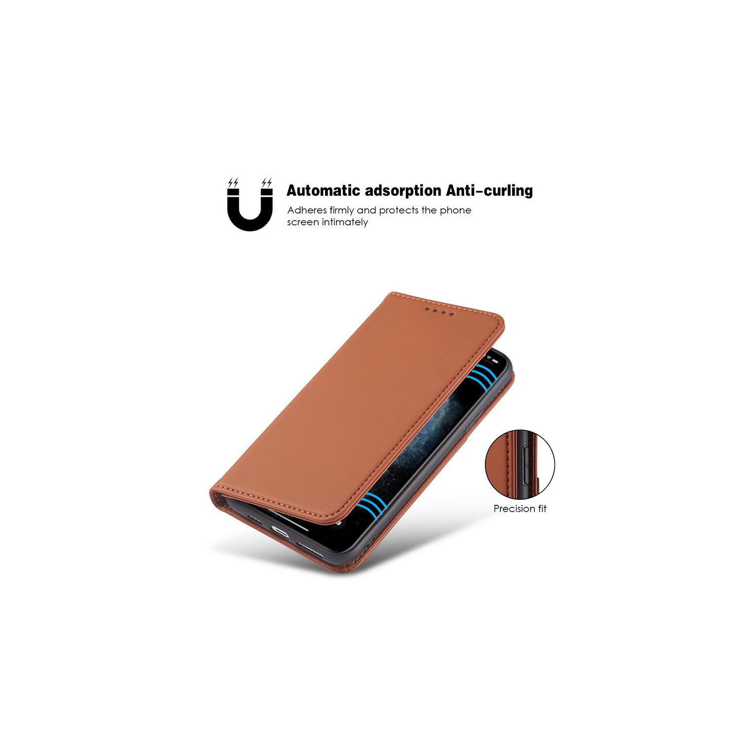 Suitable for iPhone 14 mobile phone leather case Apple with magnetic suction mobile phone case skin feel flip cover wear-resistant - brown