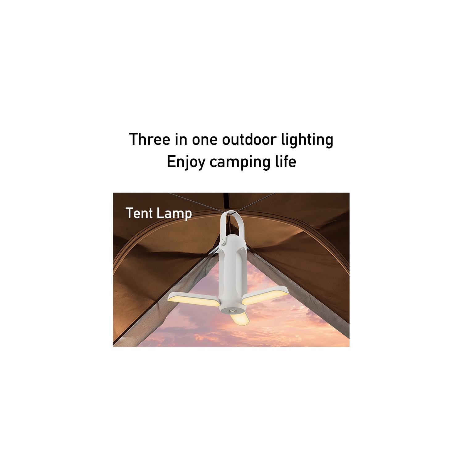 Outdoor Camping Light USB Charging Camping Tent Hanging Atmosphere Portable Folding Camping 10000mAh - Black Gray