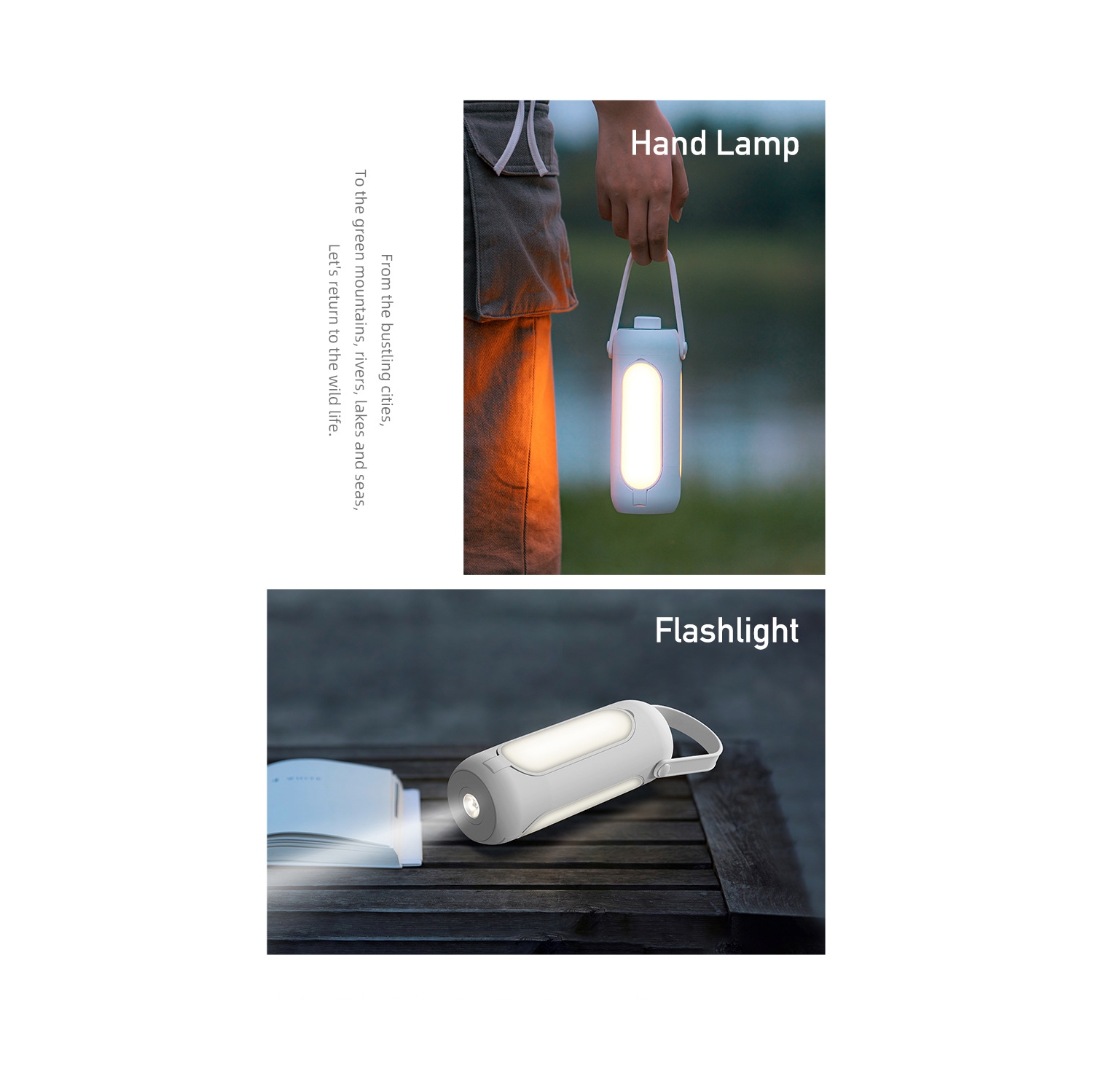 Outdoor Camping Light USB Charging Camping Tent Hanging Atmosphere Portable Folding Camping 10000mAh - Black Gray