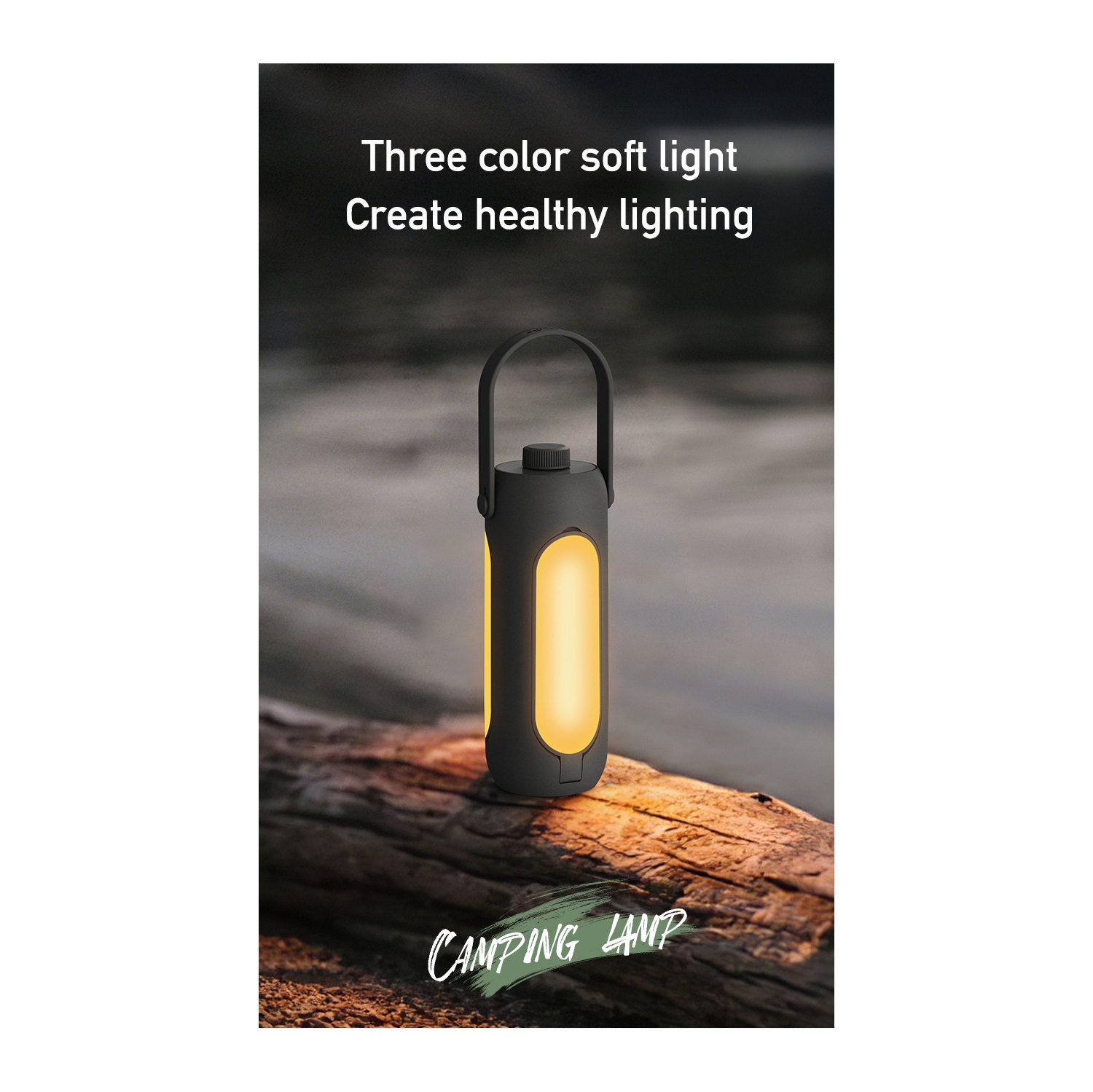 Outdoor Camping Light USB Charging Camping Tent Hanging Atmosphere Portable Folding Camping 10000mAh - Black Gray