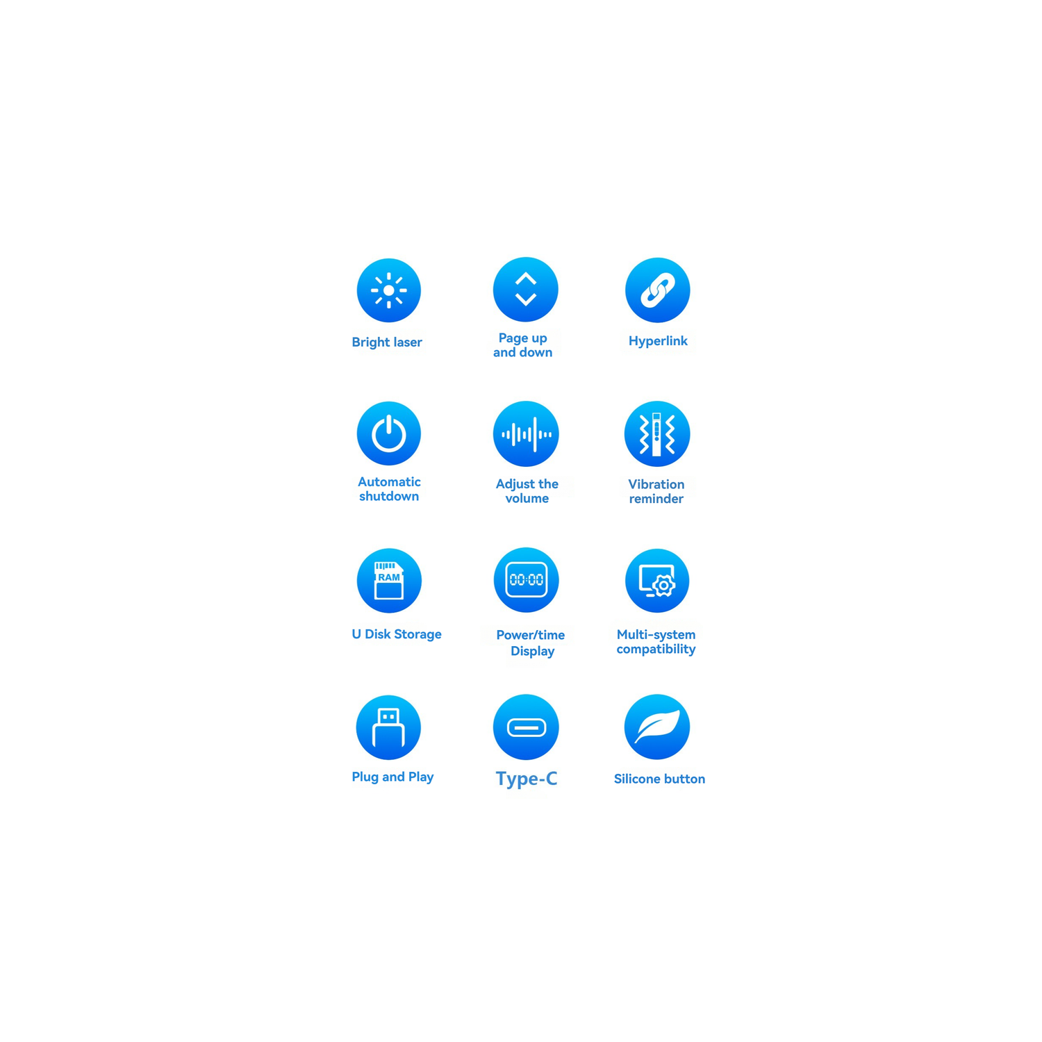 Wireless Presentation Remote Control, Bluetooth Dual-Mode Presenter, Battery Indicator, Countdown Timer, Vibration Alert, Red Light - Pink