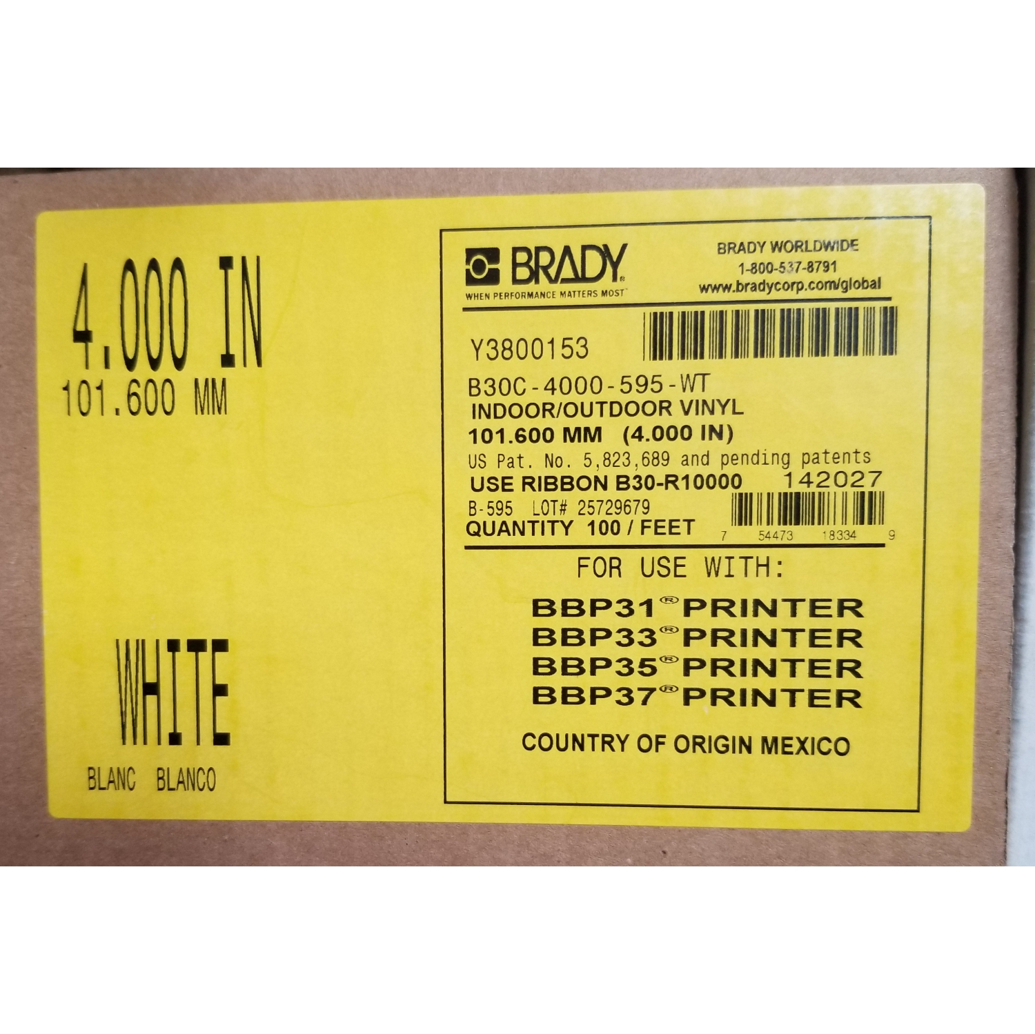Brady B30C-4000-595-WT